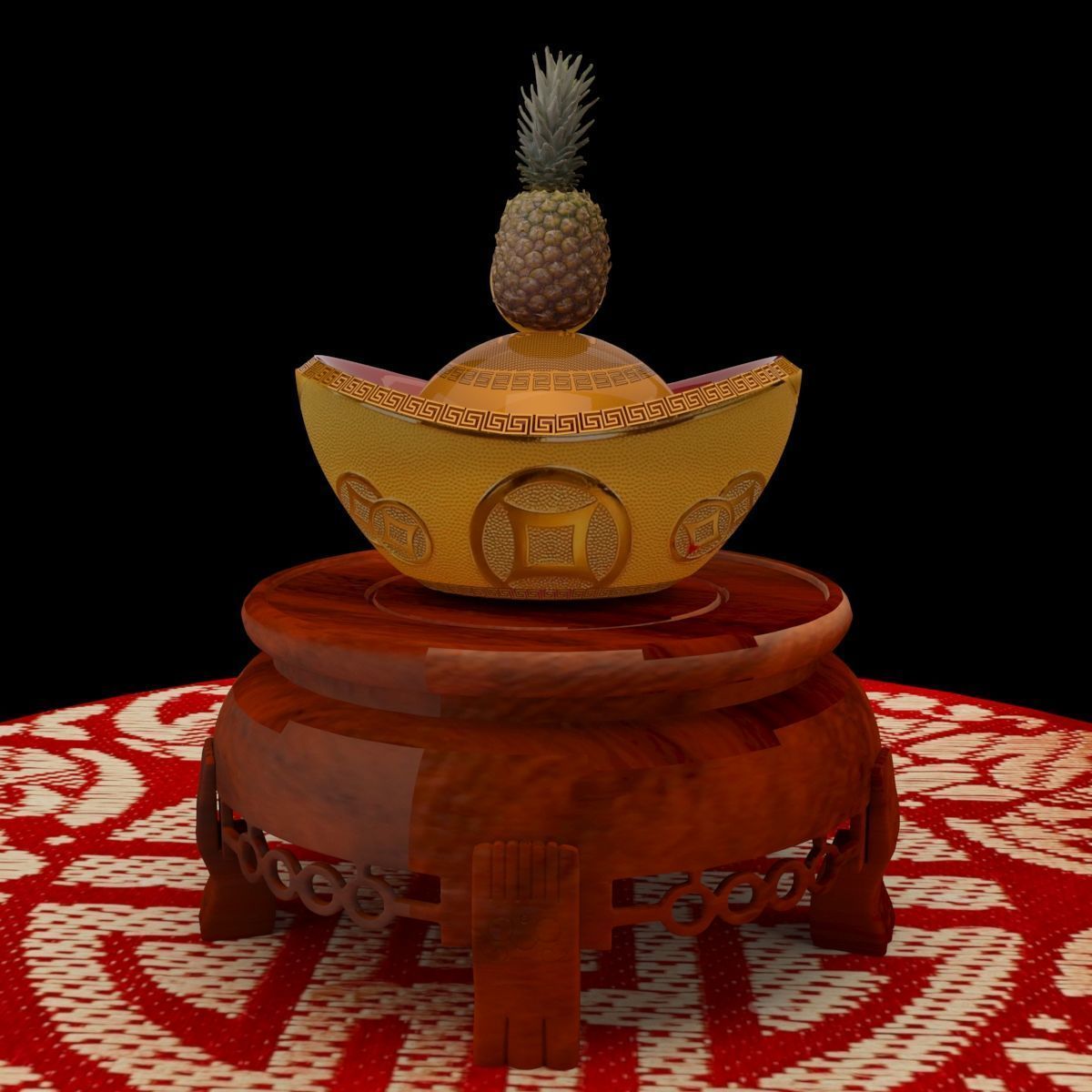  Chinese gold ingot piggy bank 3D model_6