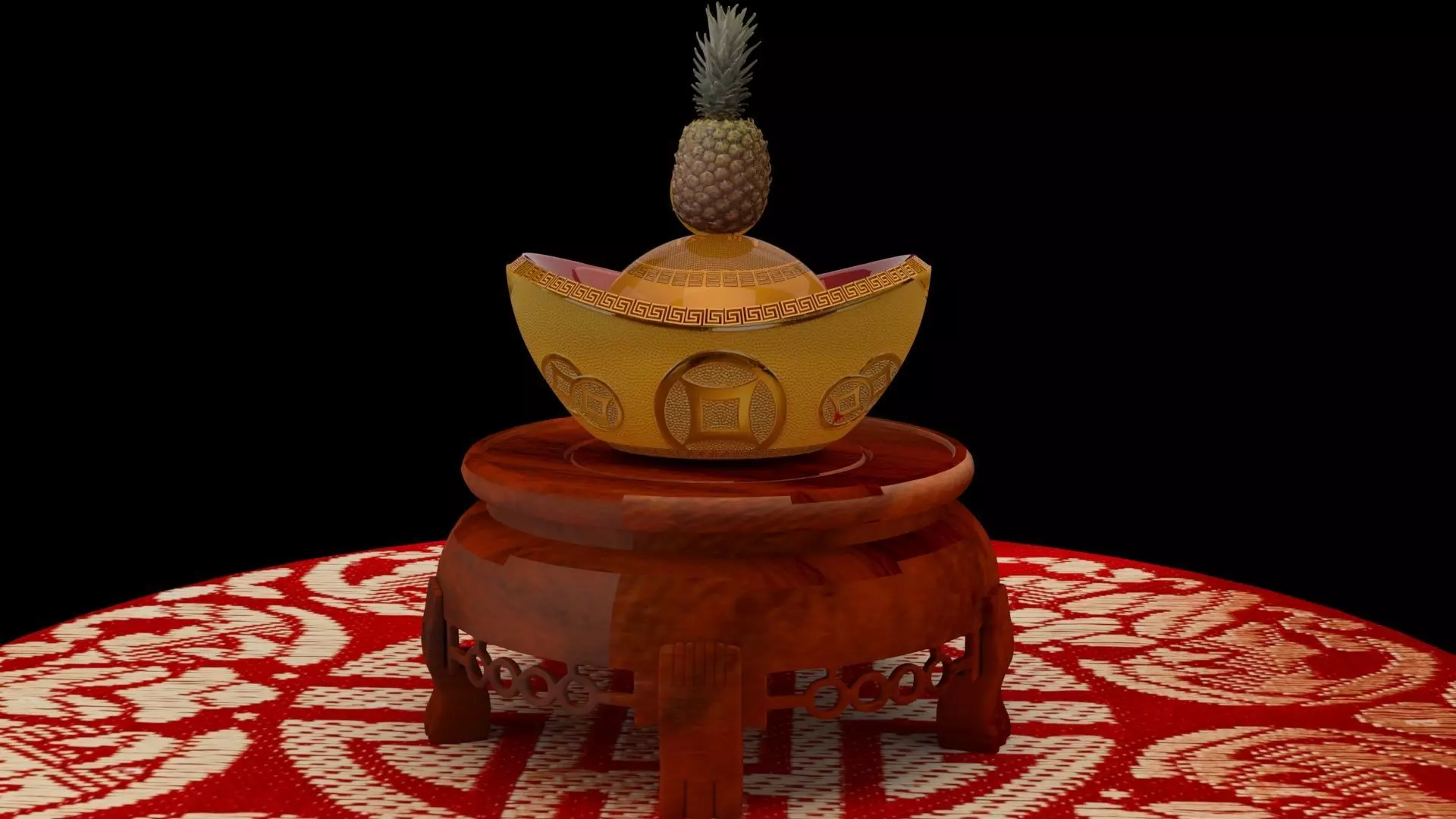  Chinese gold ingot piggy bank 3D model_0