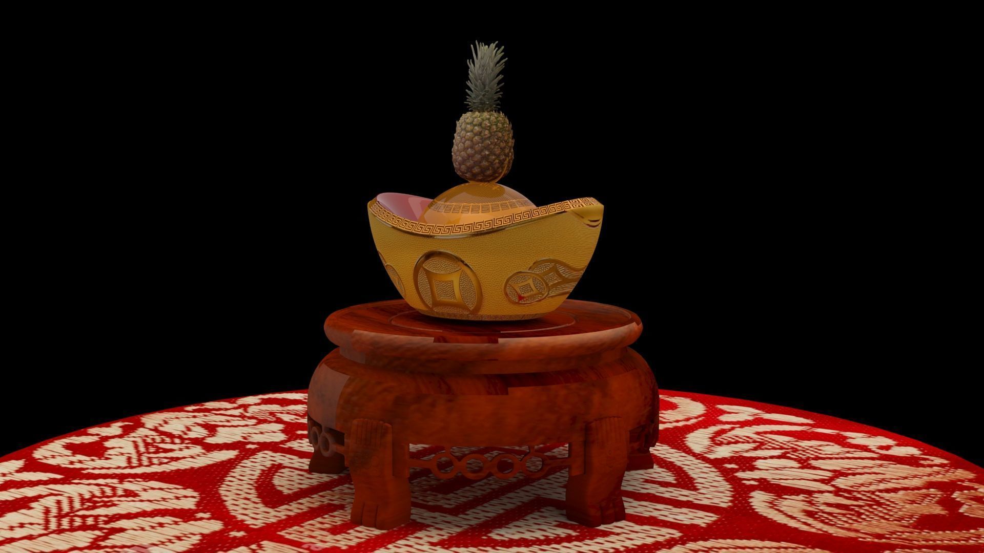  Chinese gold ingot piggy bank 3D model_4