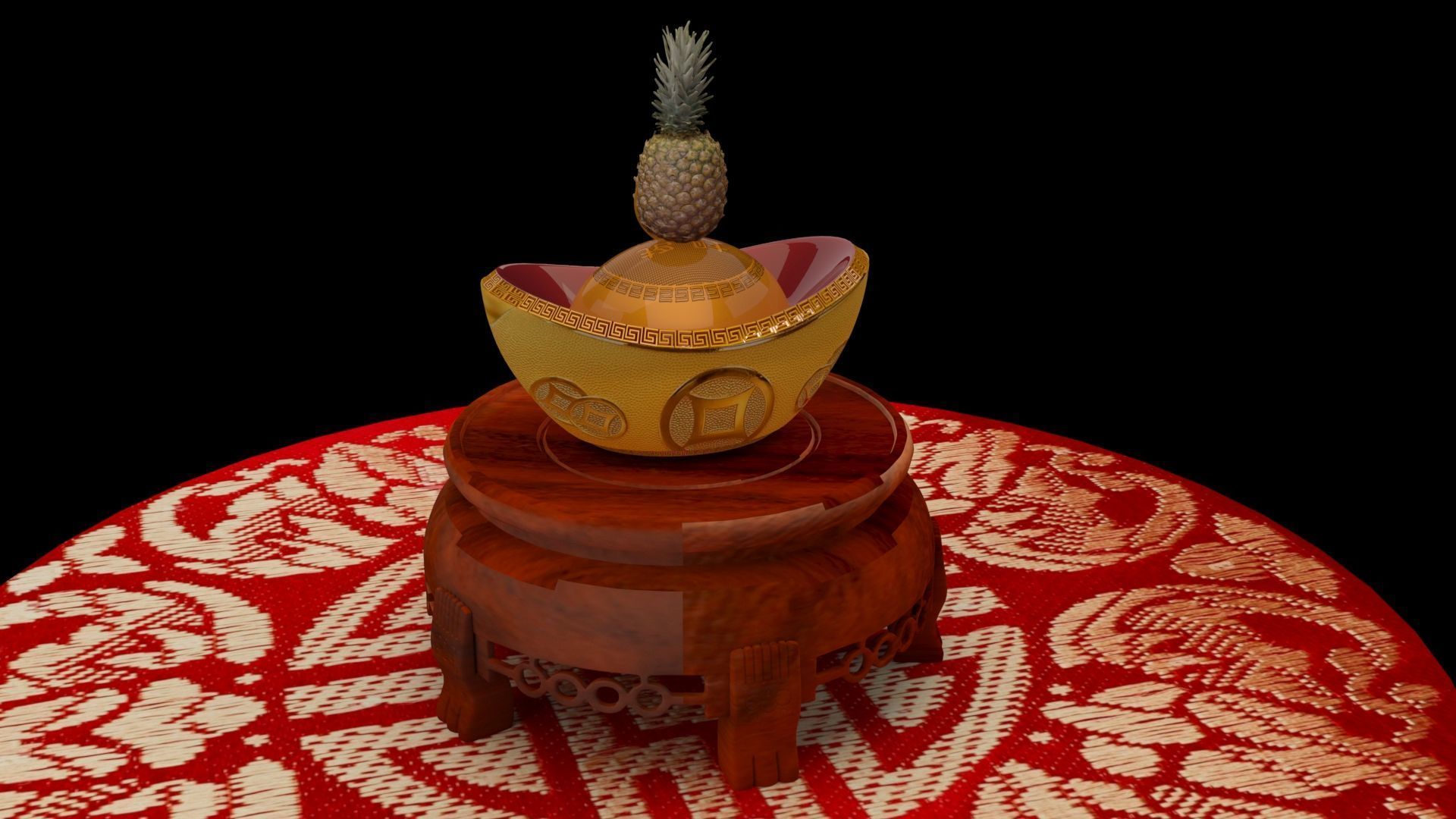  Chinese gold ingot piggy bank 3D model_3