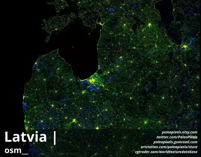 Latvia  Roads and Buildings  High resolution 14k Maps and masks