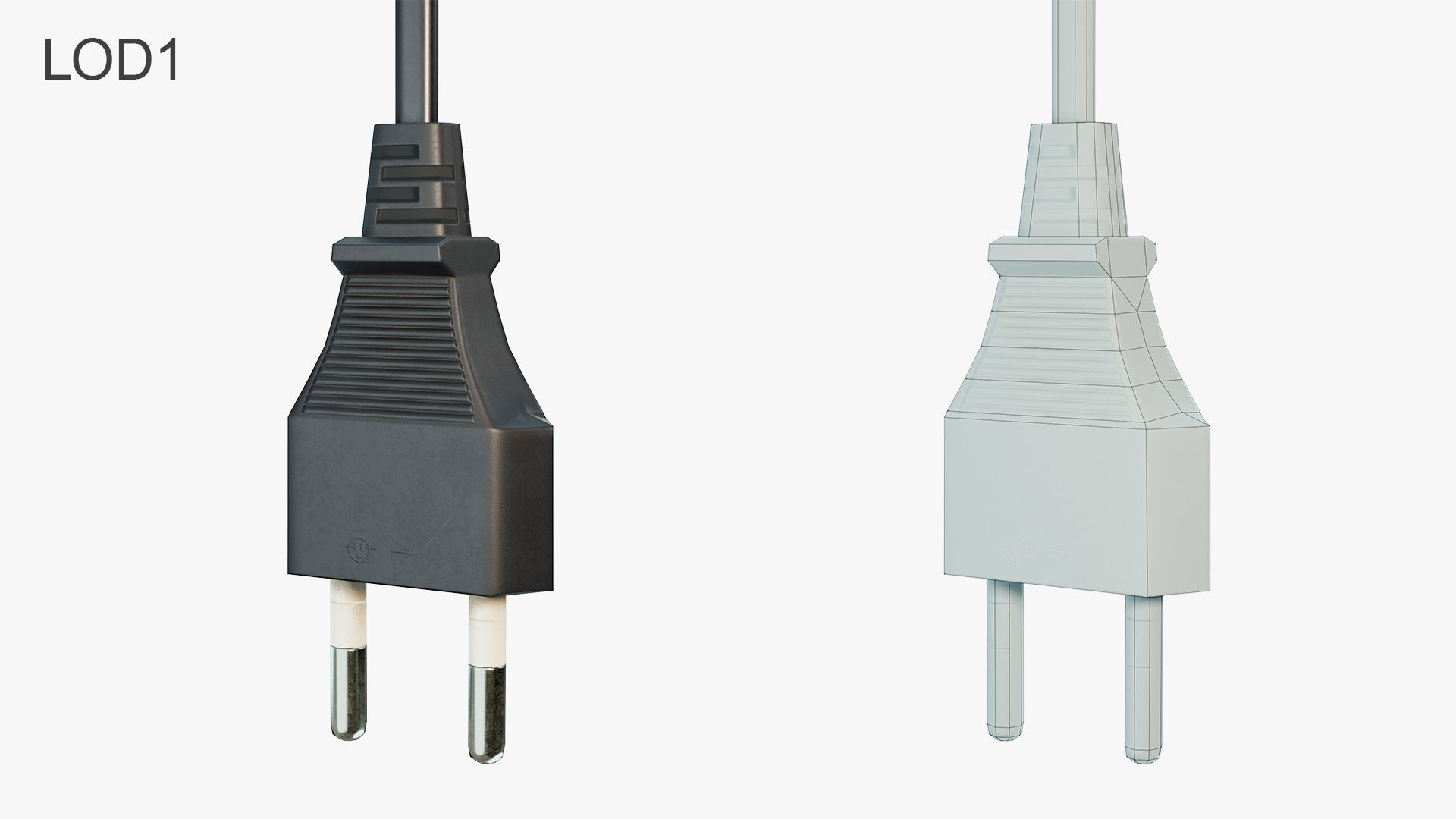 Electrical Plug Type C Low-poly 3D model_5