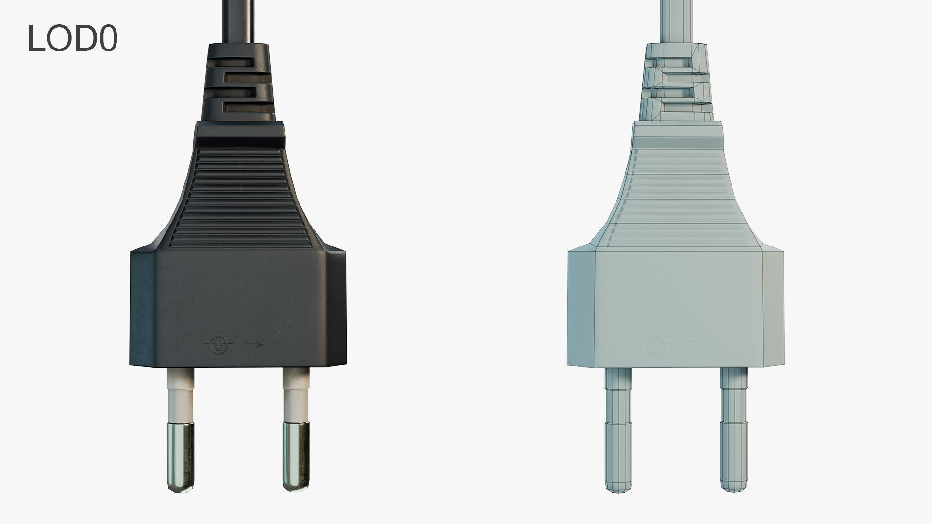 Electrical Plug Type C Low-poly 3D model_8