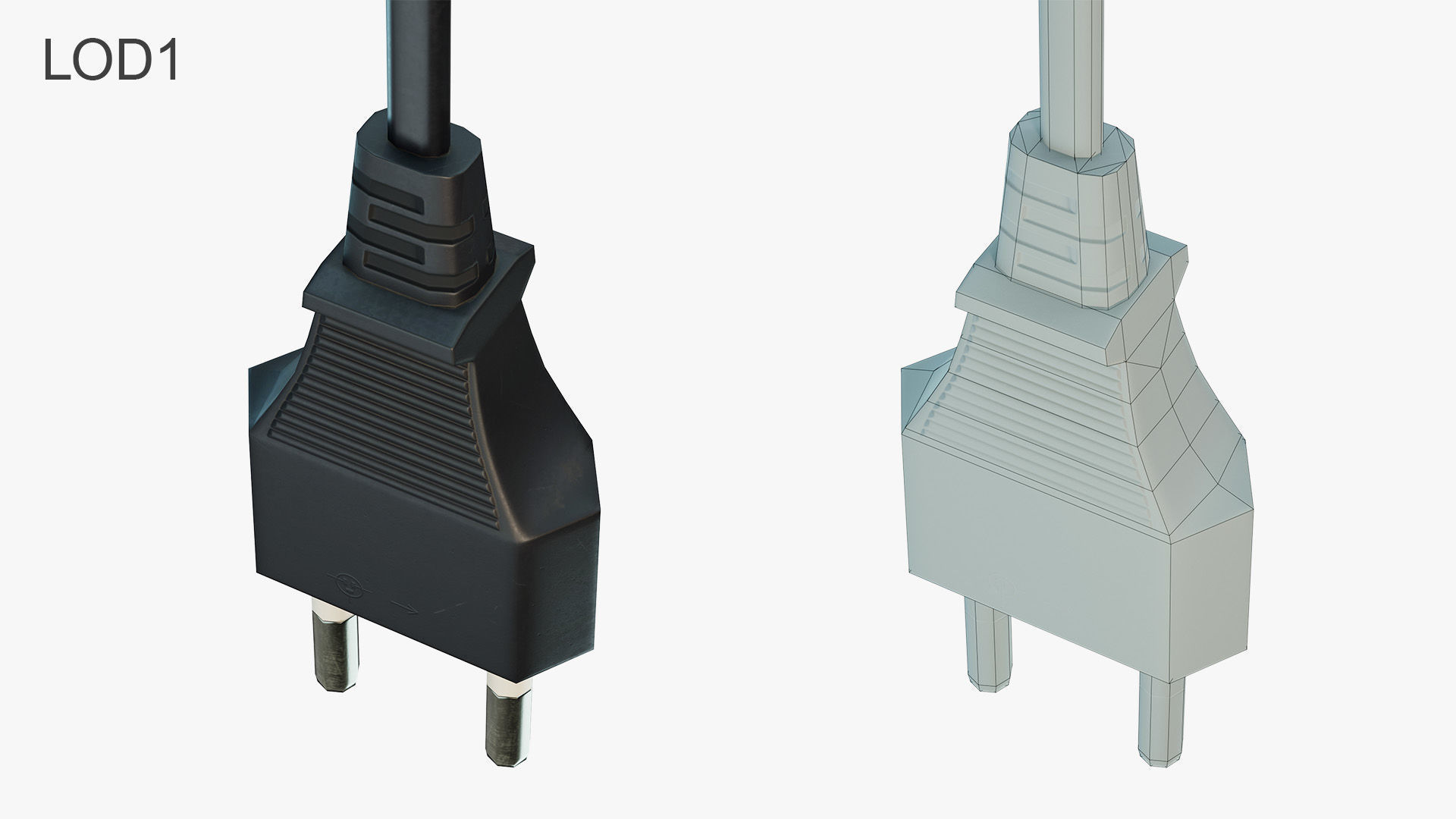 Electrical Plug Type C Low-poly 3D model_7