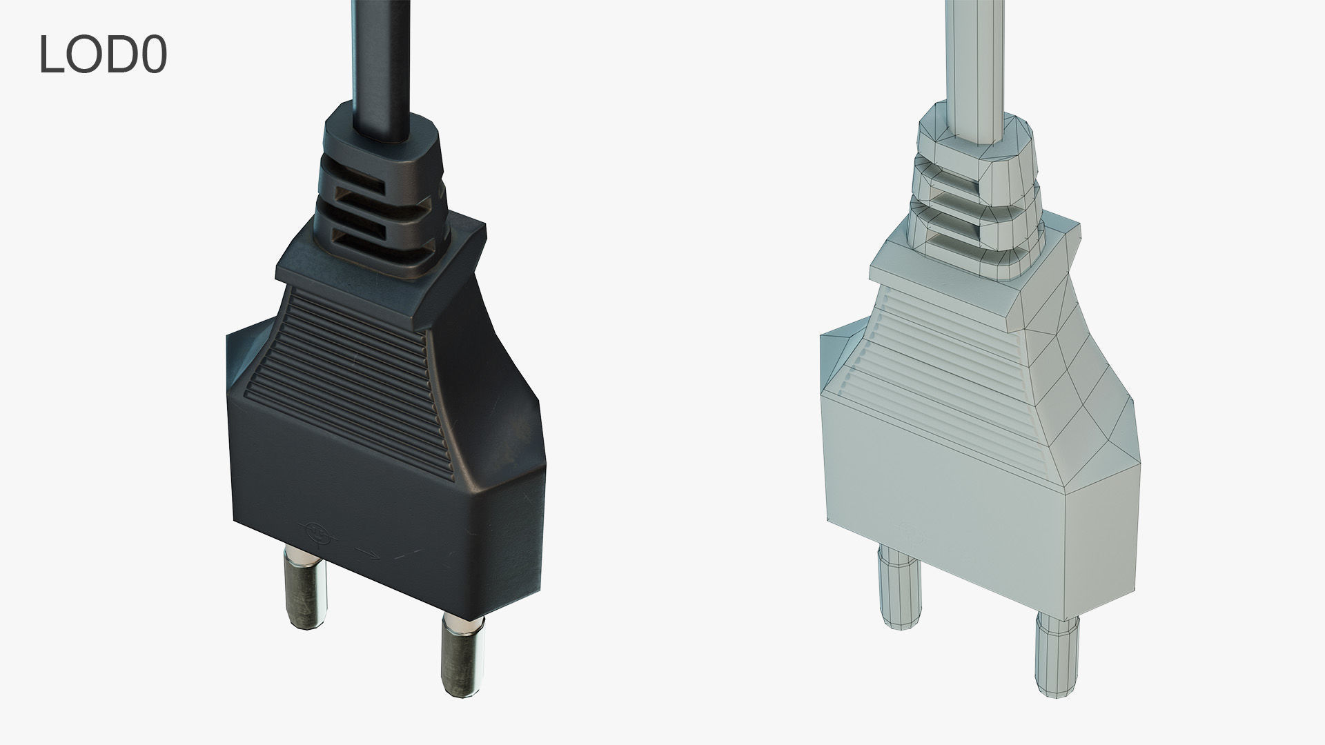 Electrical Plug Type C Low-poly 3D model_6