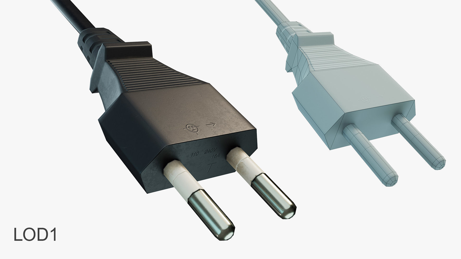 Electrical Plug Type C Low-poly 3D model_3