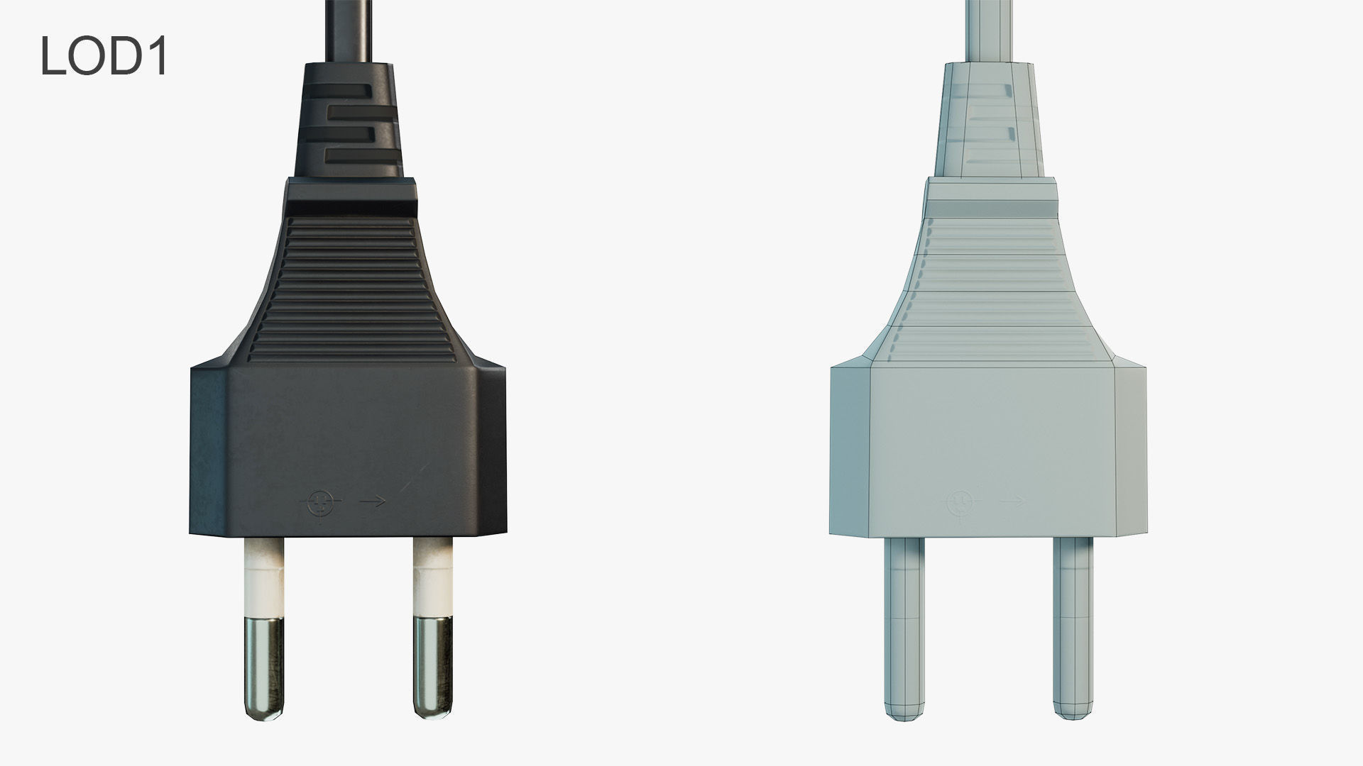 Electrical Plug Type C Low-poly 3D model_9