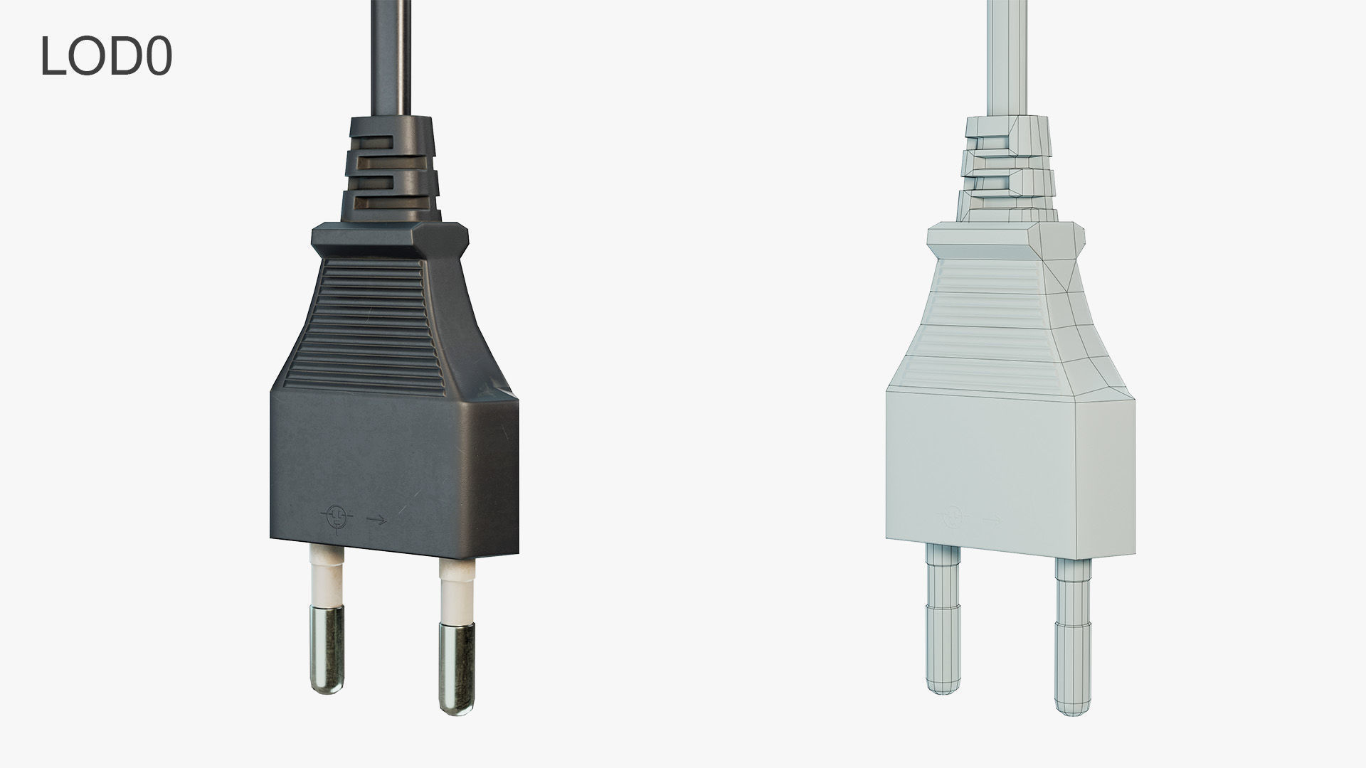 Electrical Plug Type C Low-poly 3D model_4