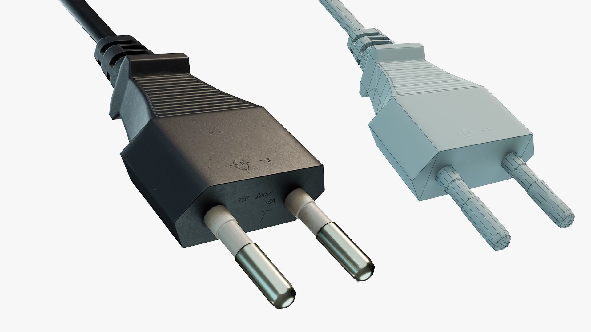 Electrical Plug Type C Low-poly 3D model_2