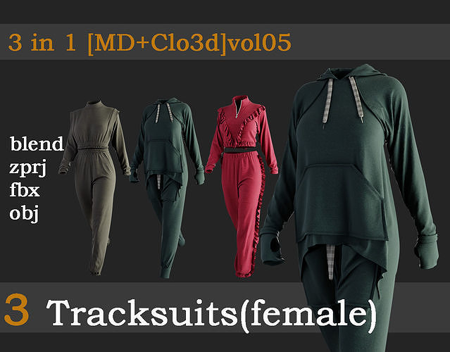3 Tracksuits for women vol05 3D model