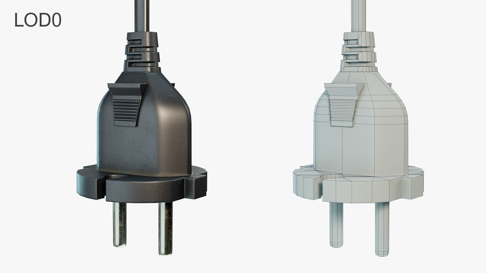 European Electrical Plug Type C Low-poly 3D model_6
