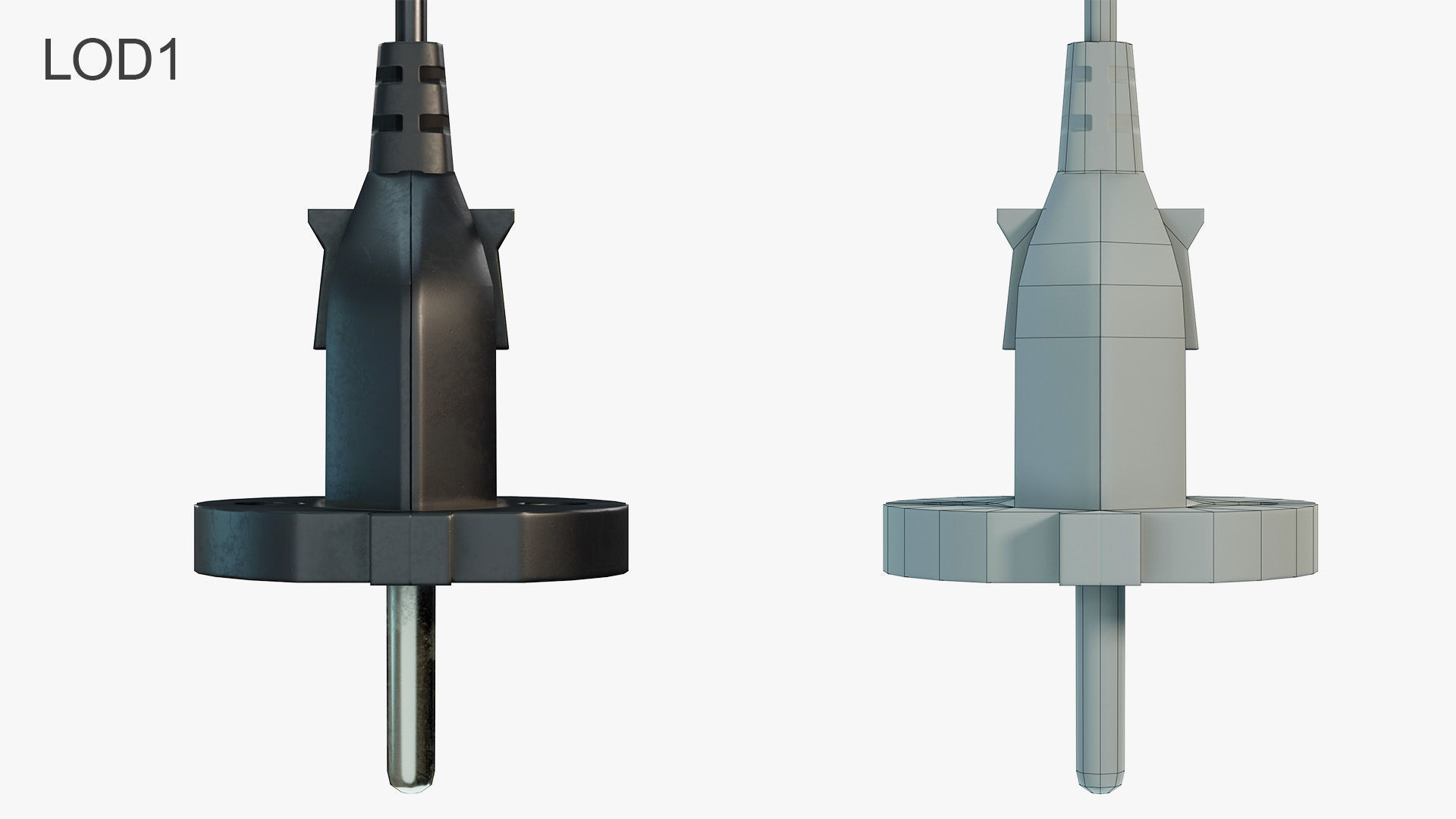 European Electrical Plug Type C Low-poly 3D model_9