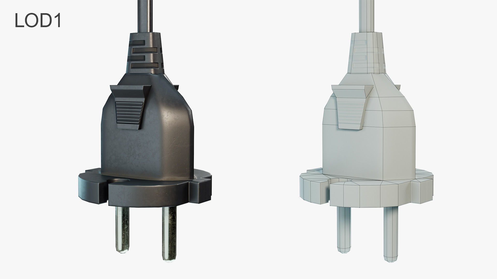 European Electrical Plug Type C Low-poly 3D model_7