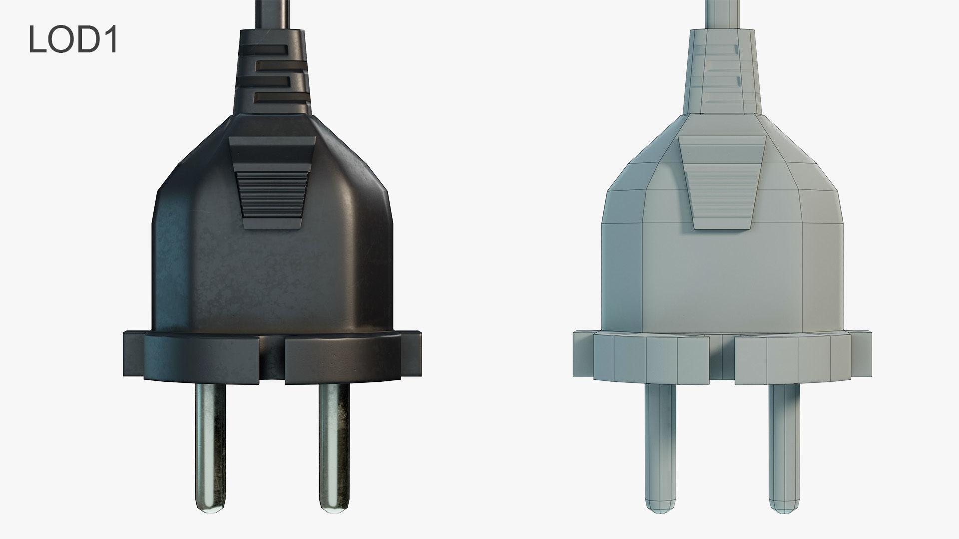 European Electrical Plug Type C Low-poly 3D model_5