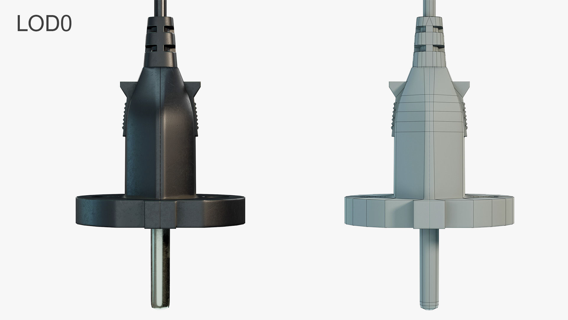 European Electrical Plug Type C Low-poly 3D model_8