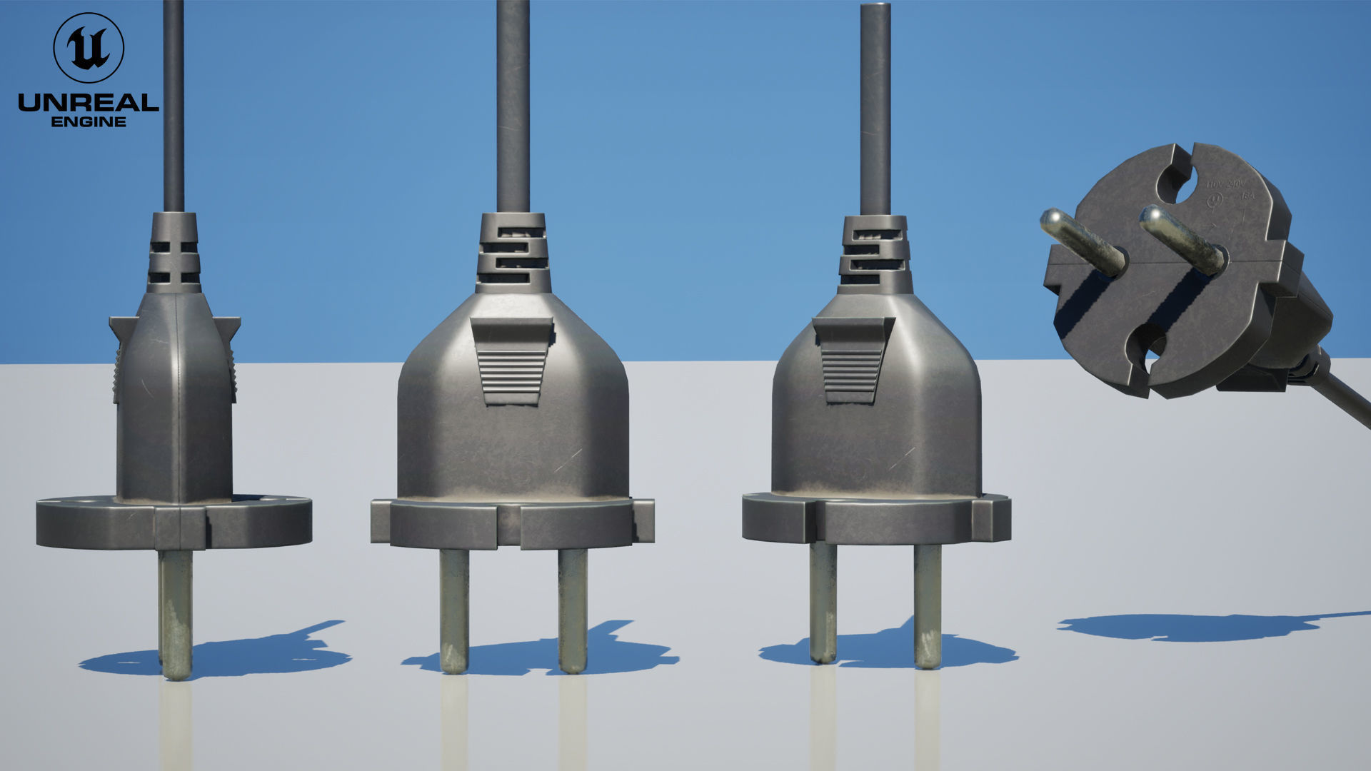 European Electrical Plug Type C Low-poly 3D model_12