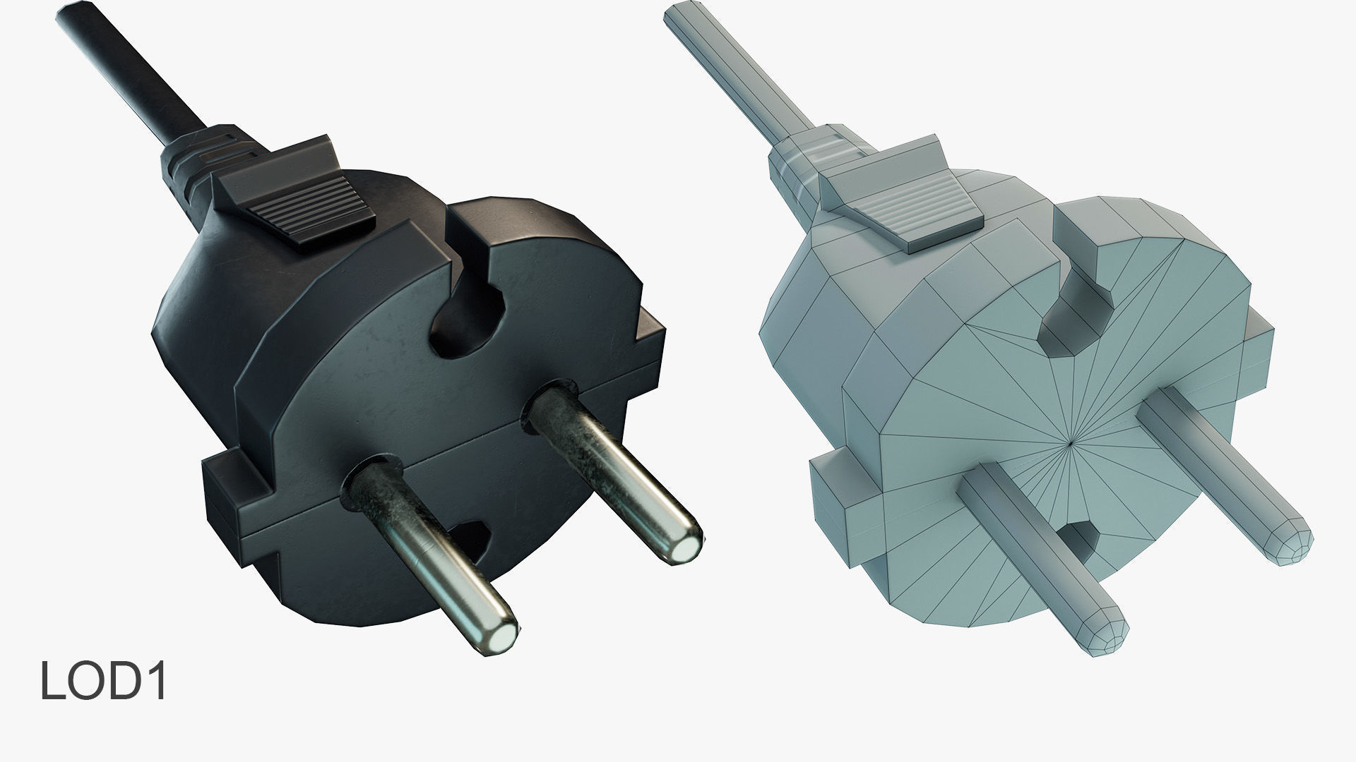 European Electrical Plug Type C Low-poly 3D model_3