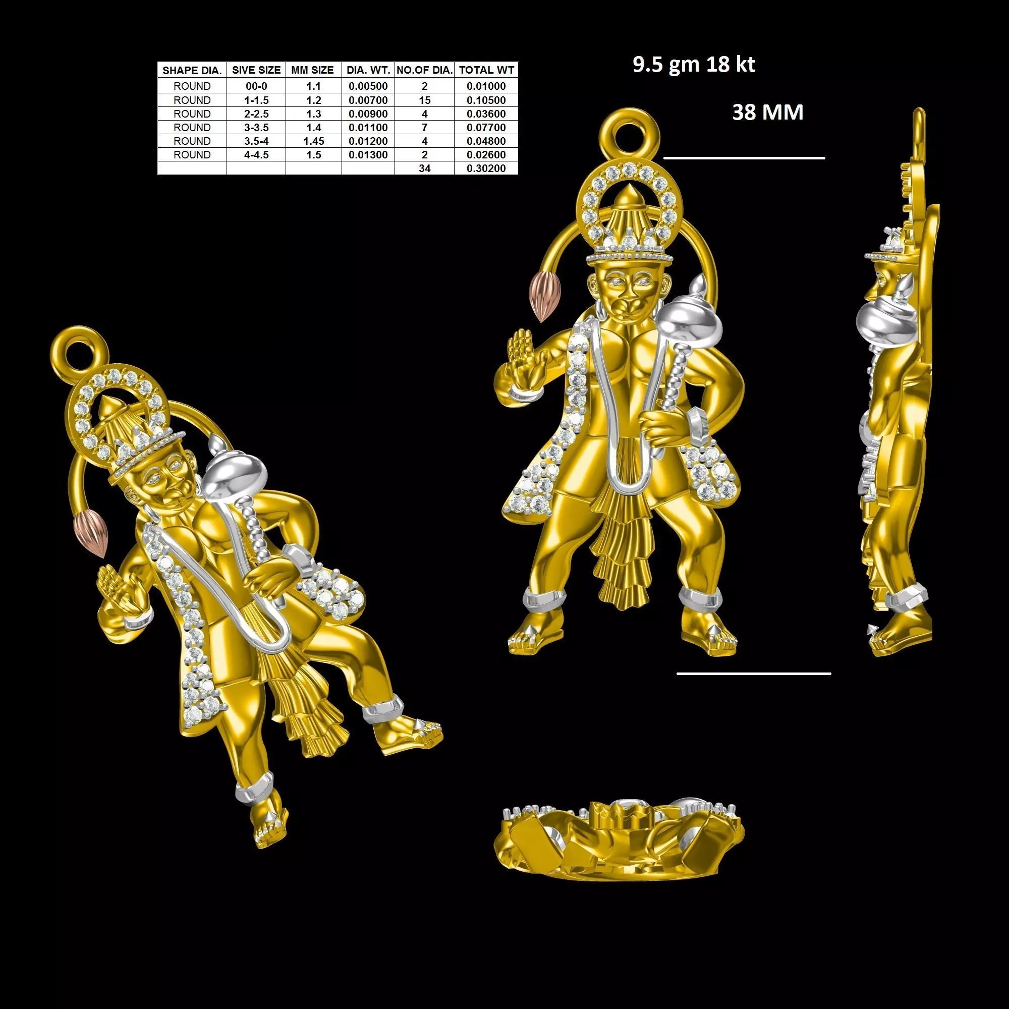 HANUMAN PENDANT 3D print model