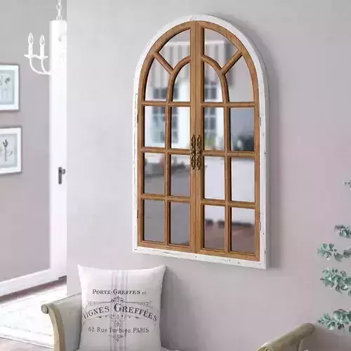 Mcclanahan Arch Wood Wall Mirror 3D model