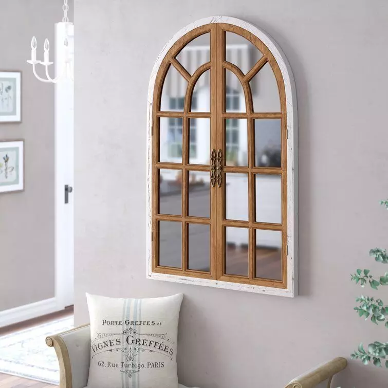 Mcclanahan Arch Wood Wall Mirror 3D model_0