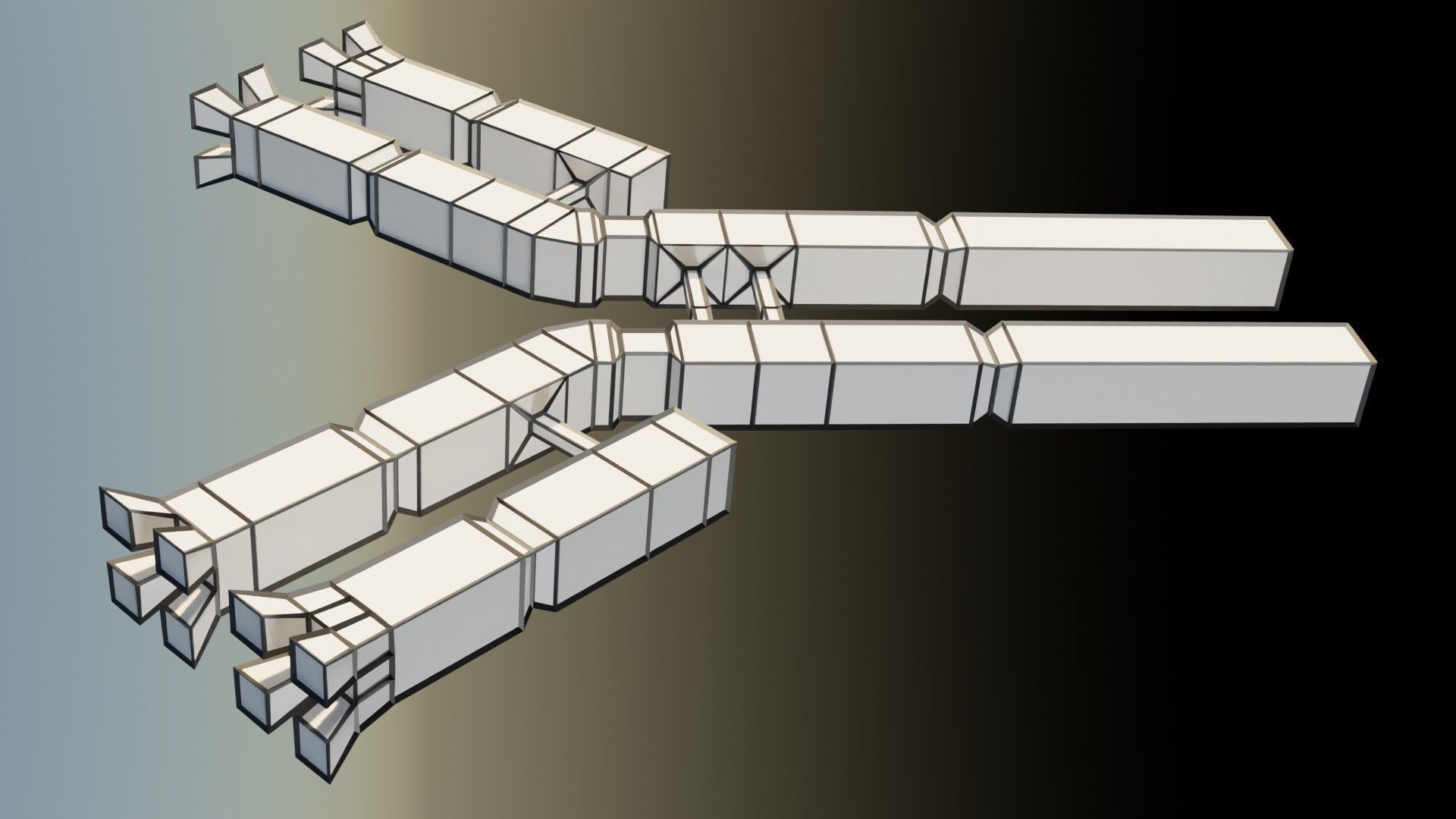 Immunoglobin molecule structure labelled Low-poly 3D model_20
