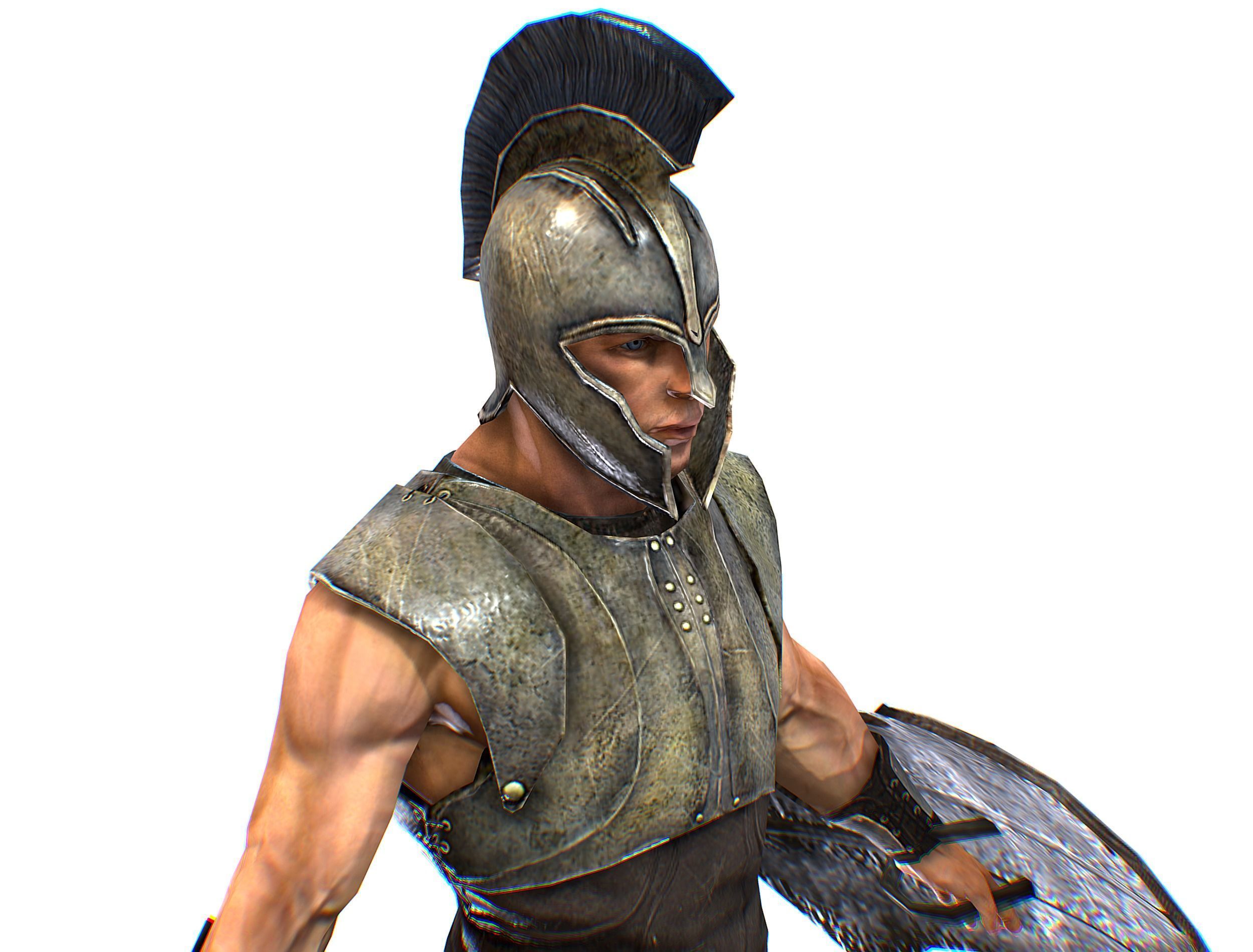 Riged Skined Greek Ancient Warrior Armor Helmet Low-poly 3D model_33