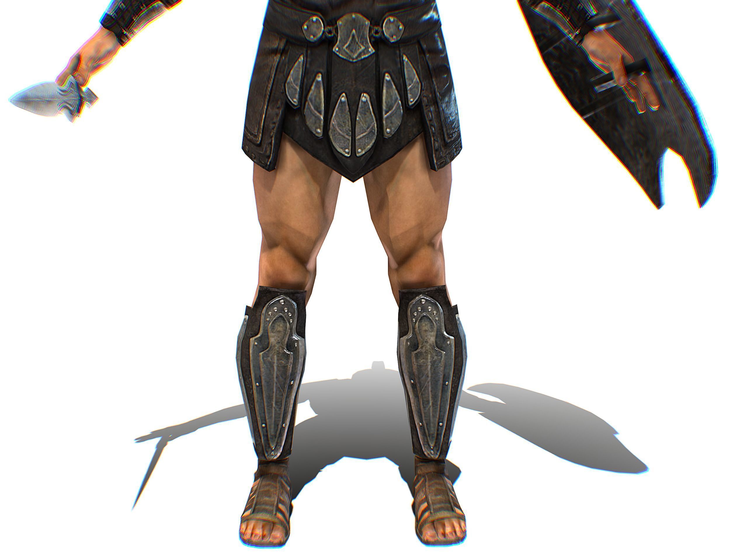 Riged Skined Greek Ancient Warrior Armor Helmet Low-poly 3D model_18