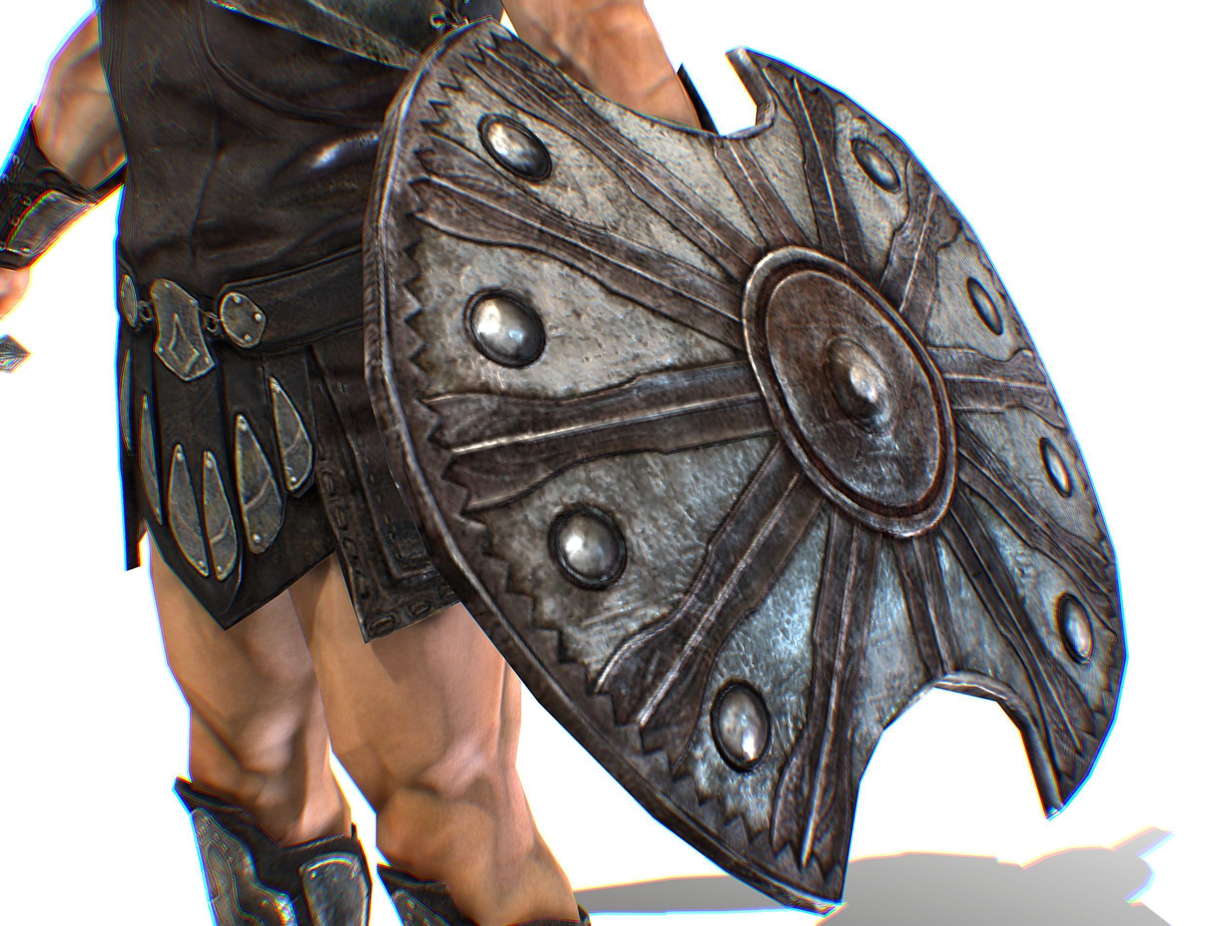 Riged Skined Greek Ancient Warrior Armor Helmet Low-poly 3D model_30