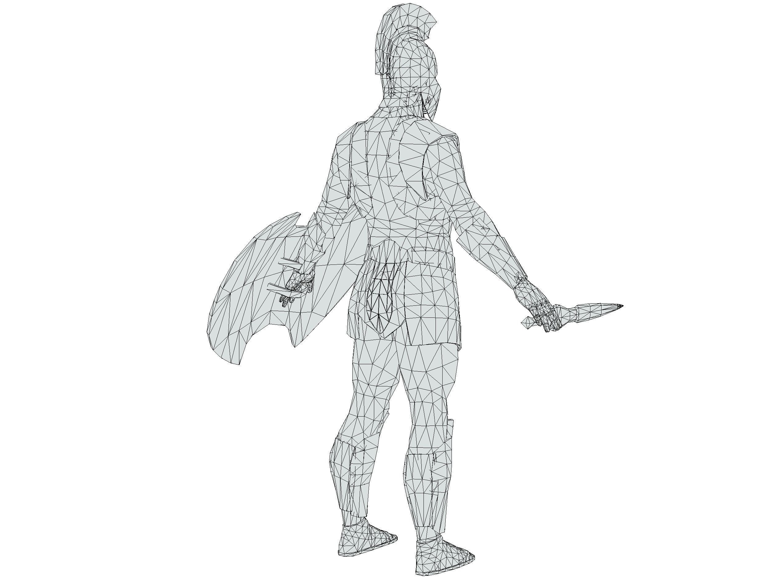 Riged Skined Greek Ancient Warrior Armor Helmet Low-poly 3D model_44