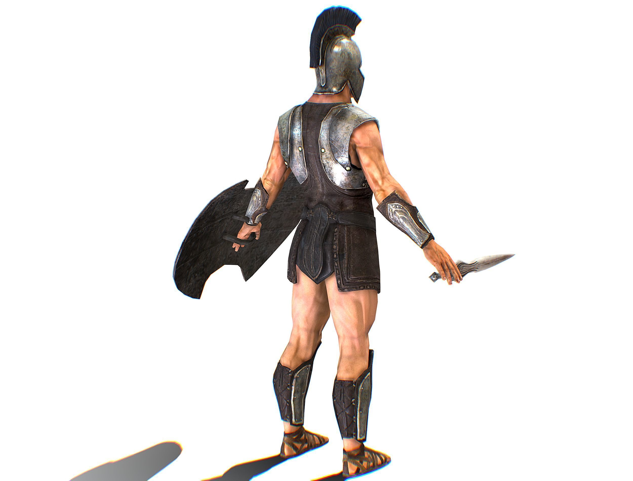 Riged Skined Greek Ancient Warrior Armor Helmet Low-poly 3D model_8