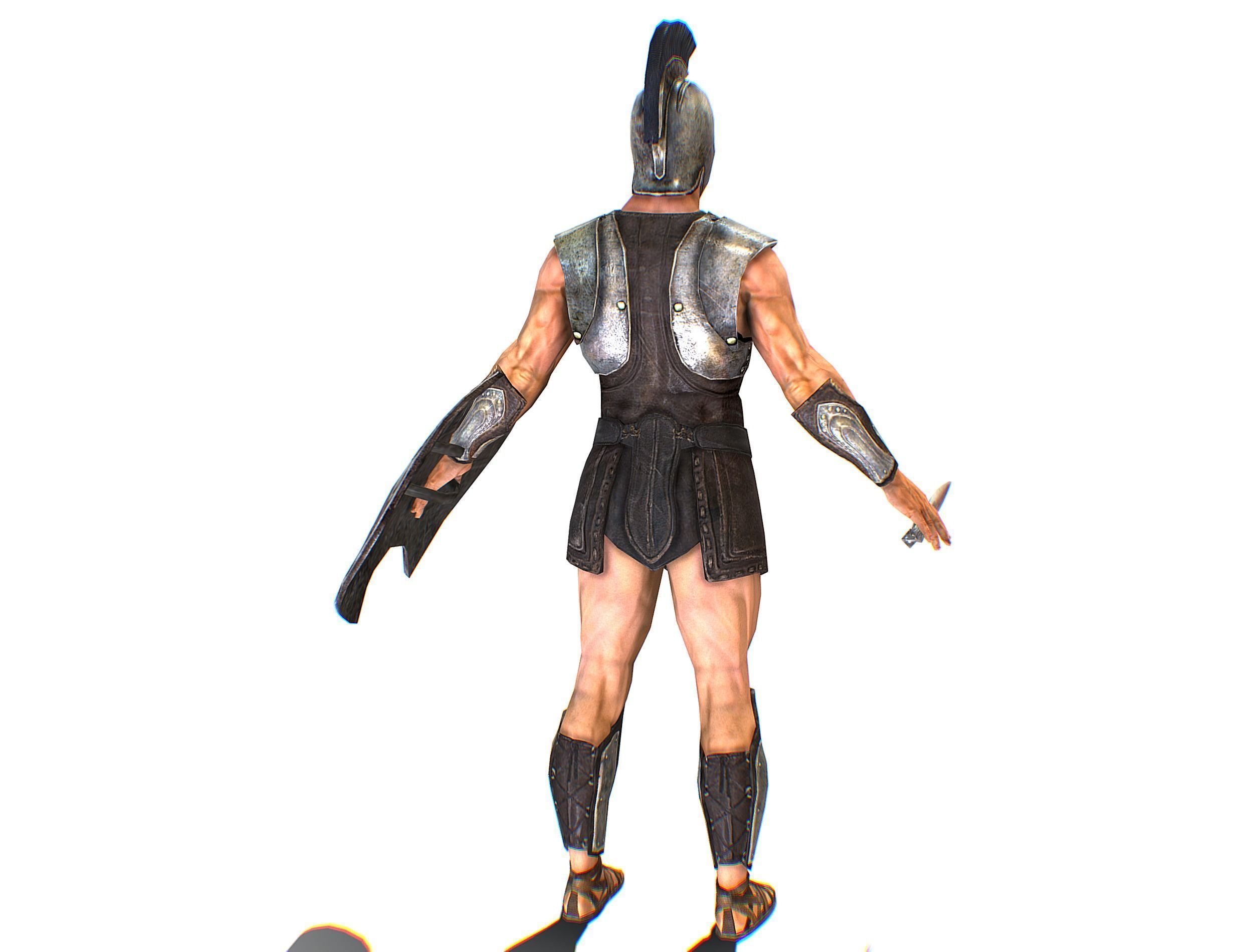 Riged Skined Greek Ancient Warrior Armor Helmet Low-poly 3D model_9