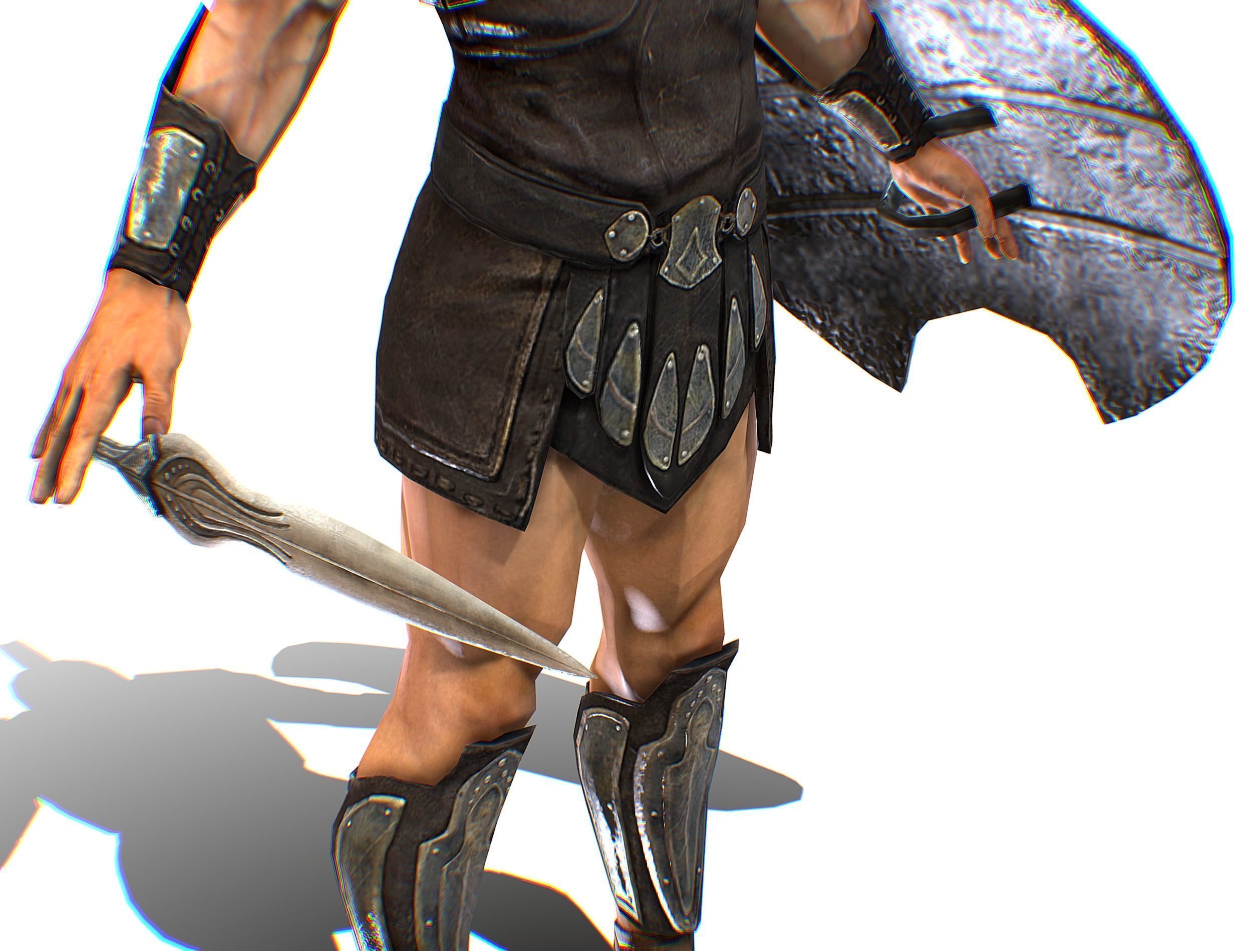 Riged Skined Greek Ancient Warrior Armor Helmet Low-poly 3D model_35