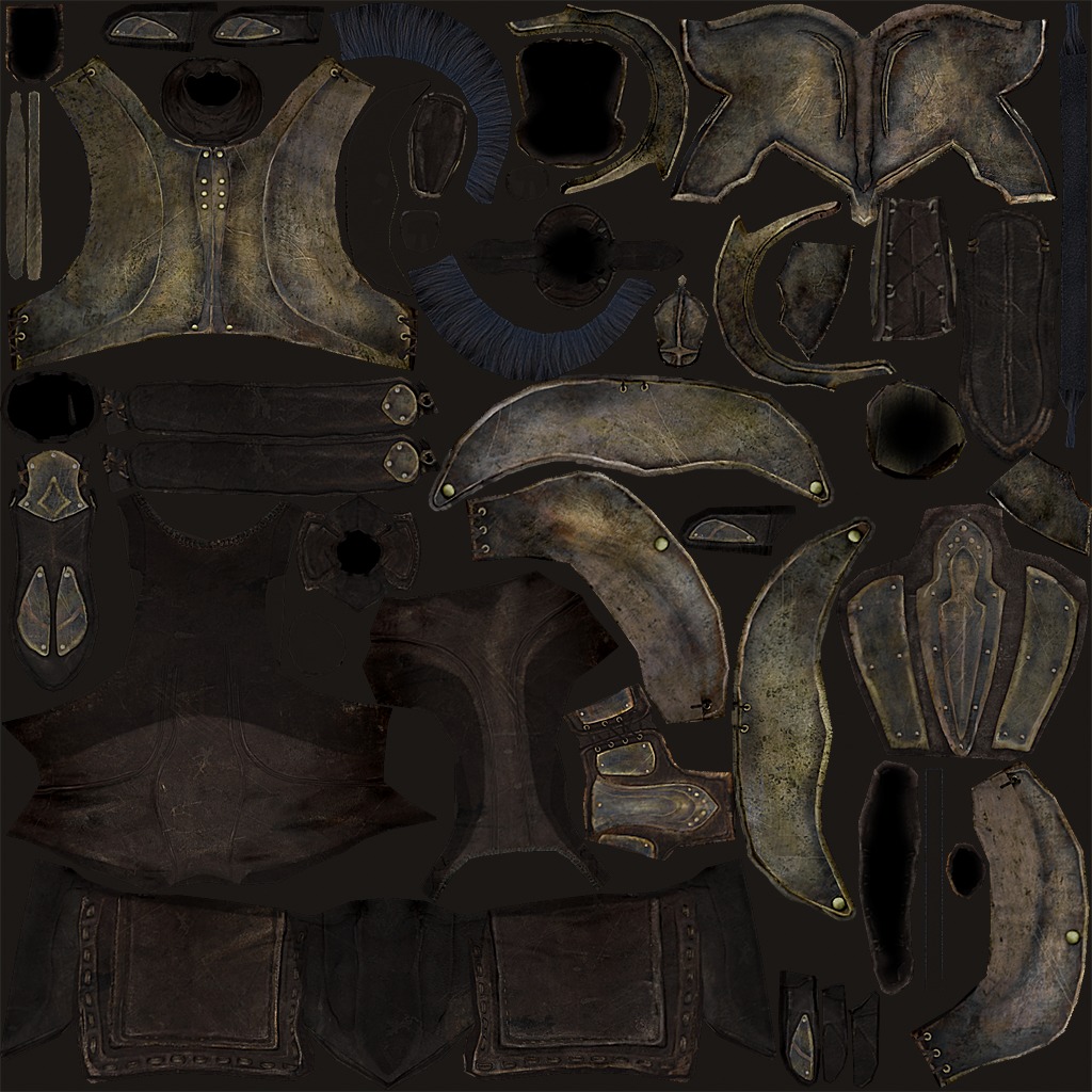 Riged Skined Greek Ancient Warrior Armor Helmet Low-poly 3D model_55