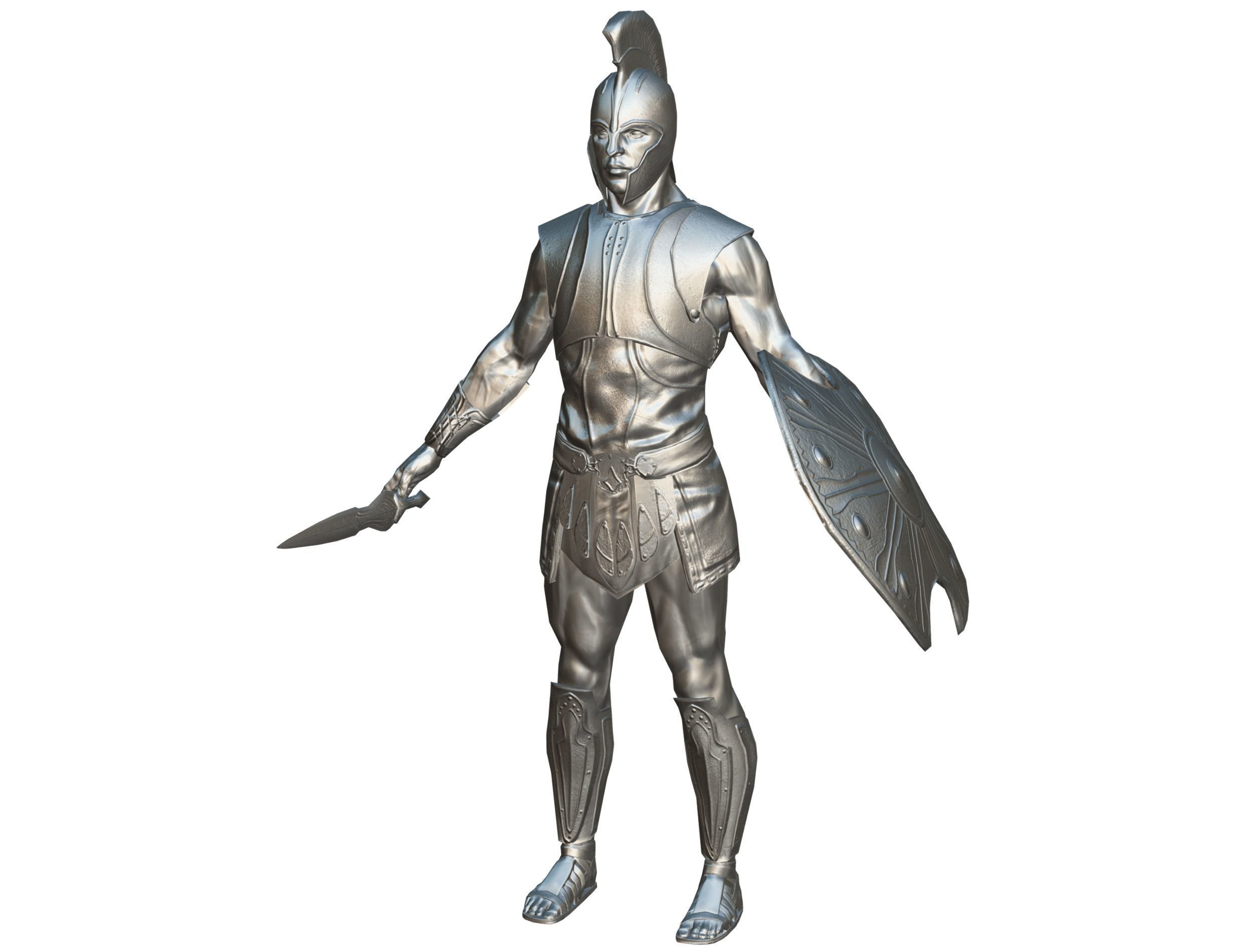 Riged Skined Greek Ancient Warrior Armor Helmet Low-poly 3D model_39