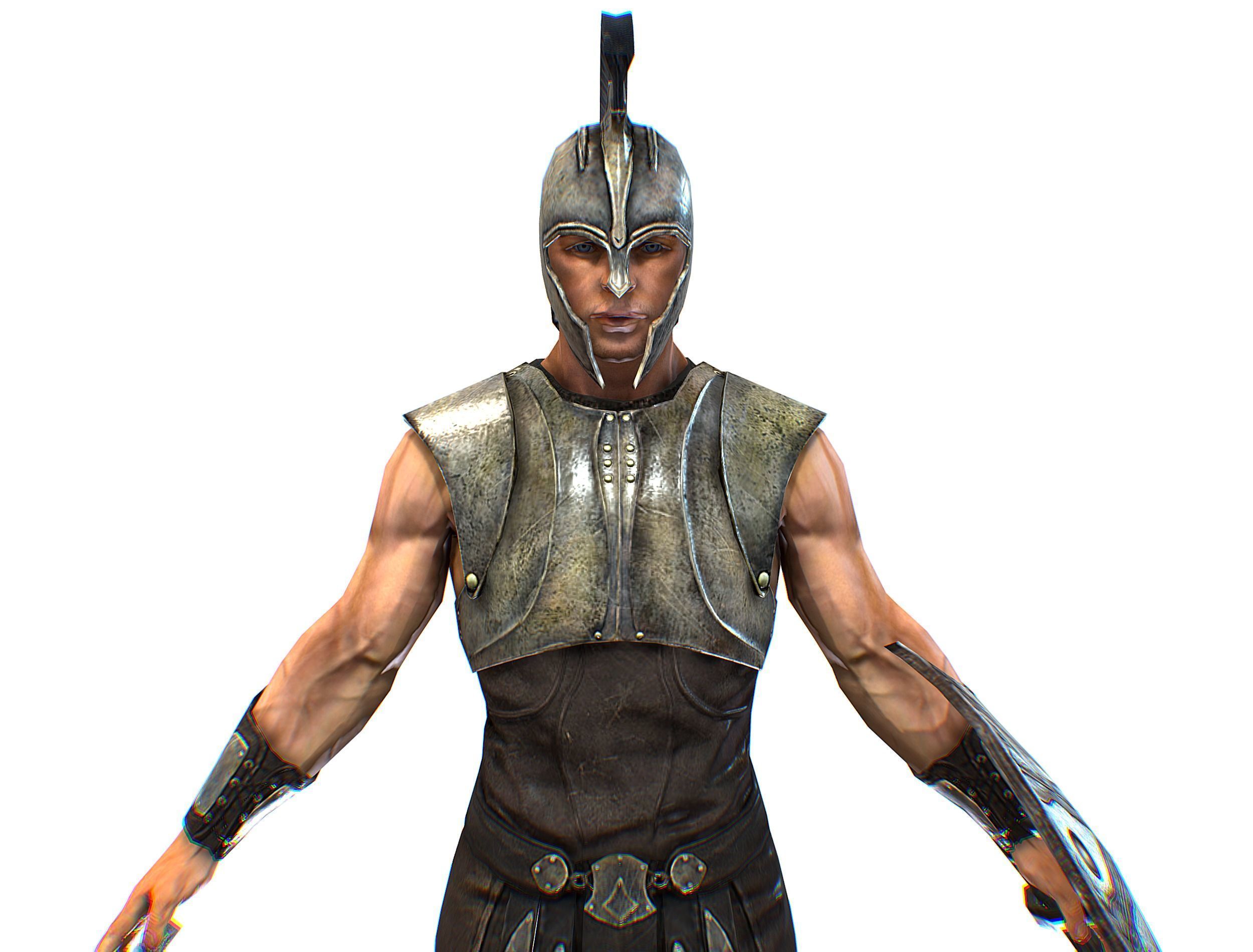 Riged Skined Greek Ancient Warrior Armor Helmet Low-poly 3D model_16