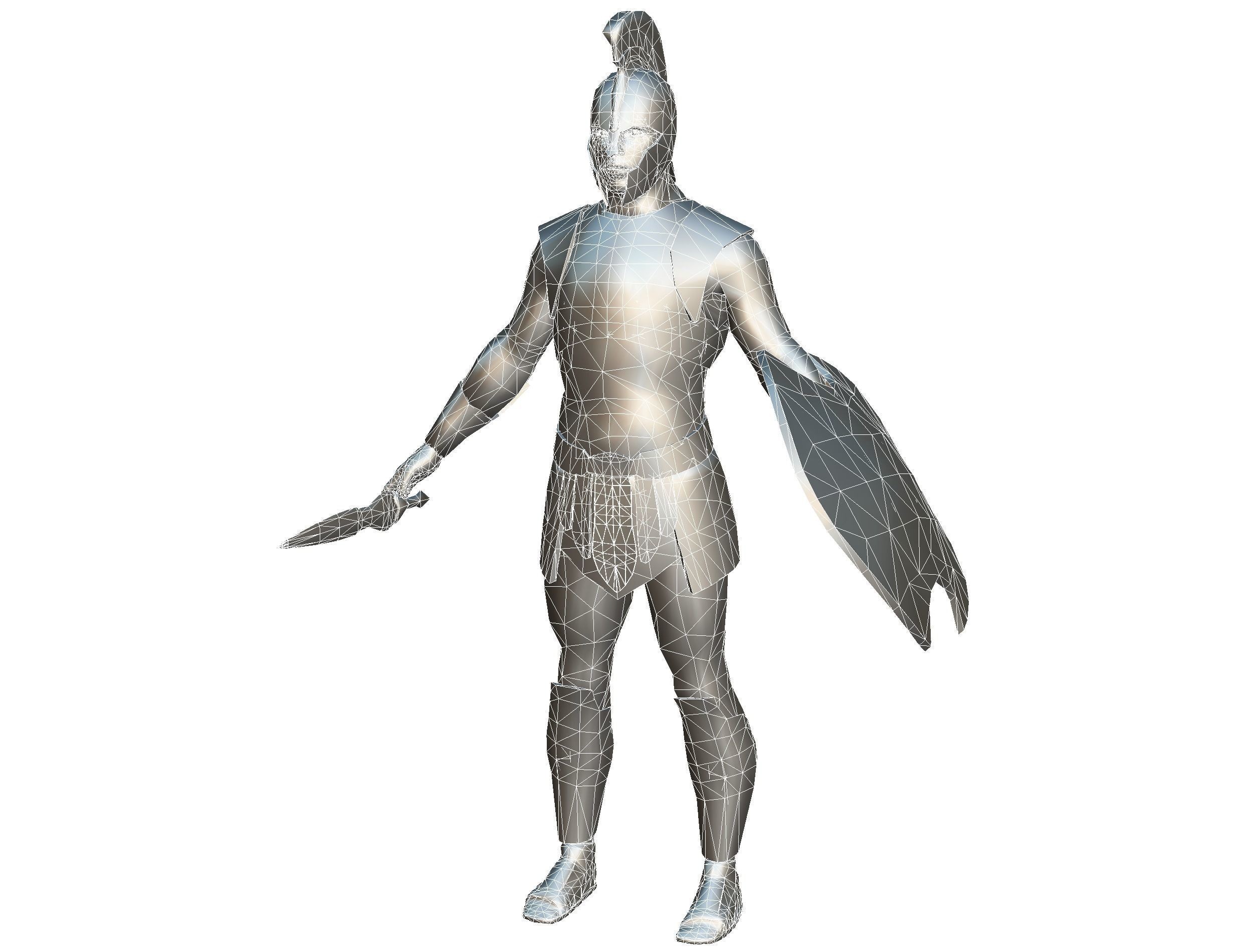 Riged Skined Greek Ancient Warrior Armor Helmet Low-poly 3D model_38