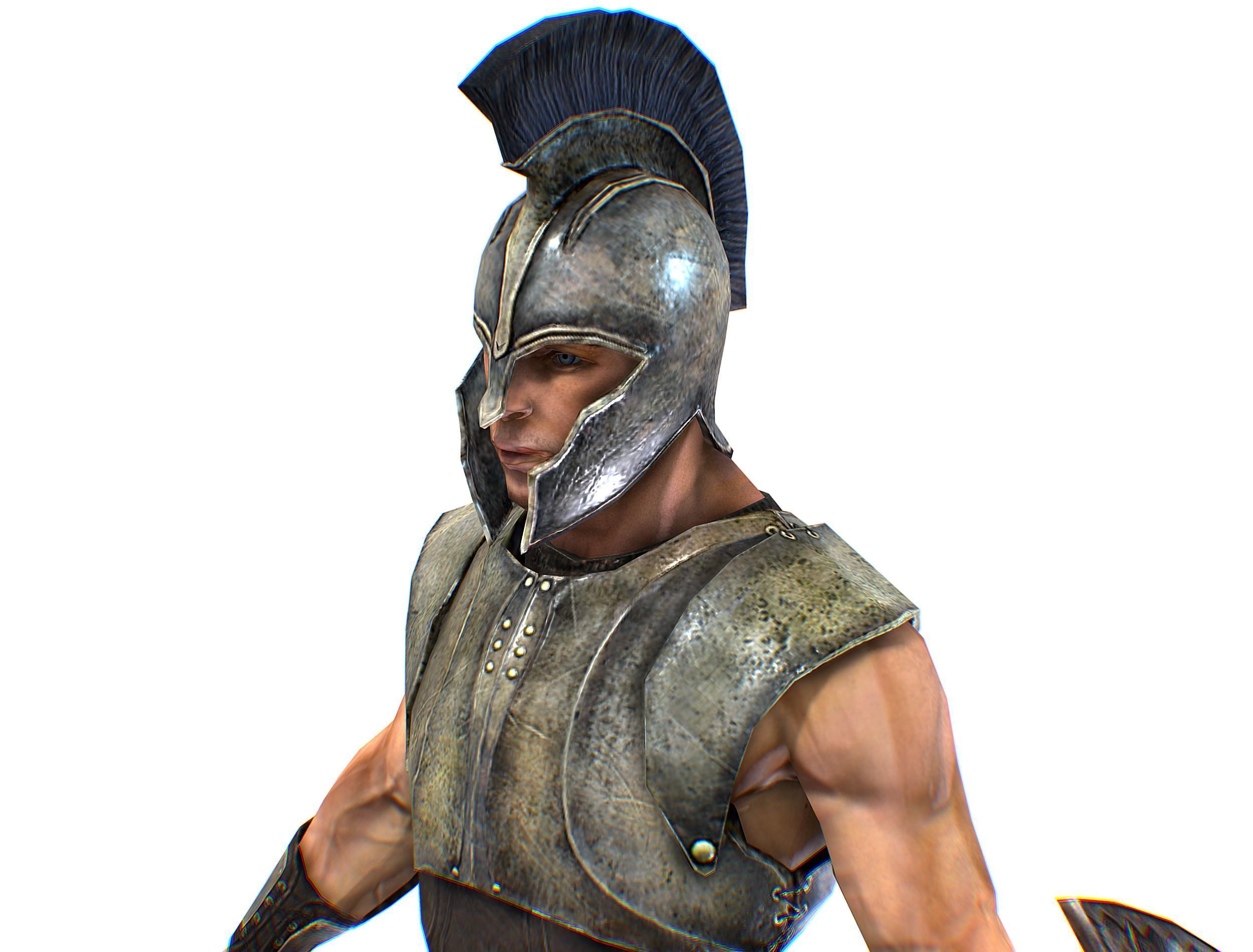 Riged Skined Greek Ancient Warrior Armor Helmet Low-poly 3D model_29