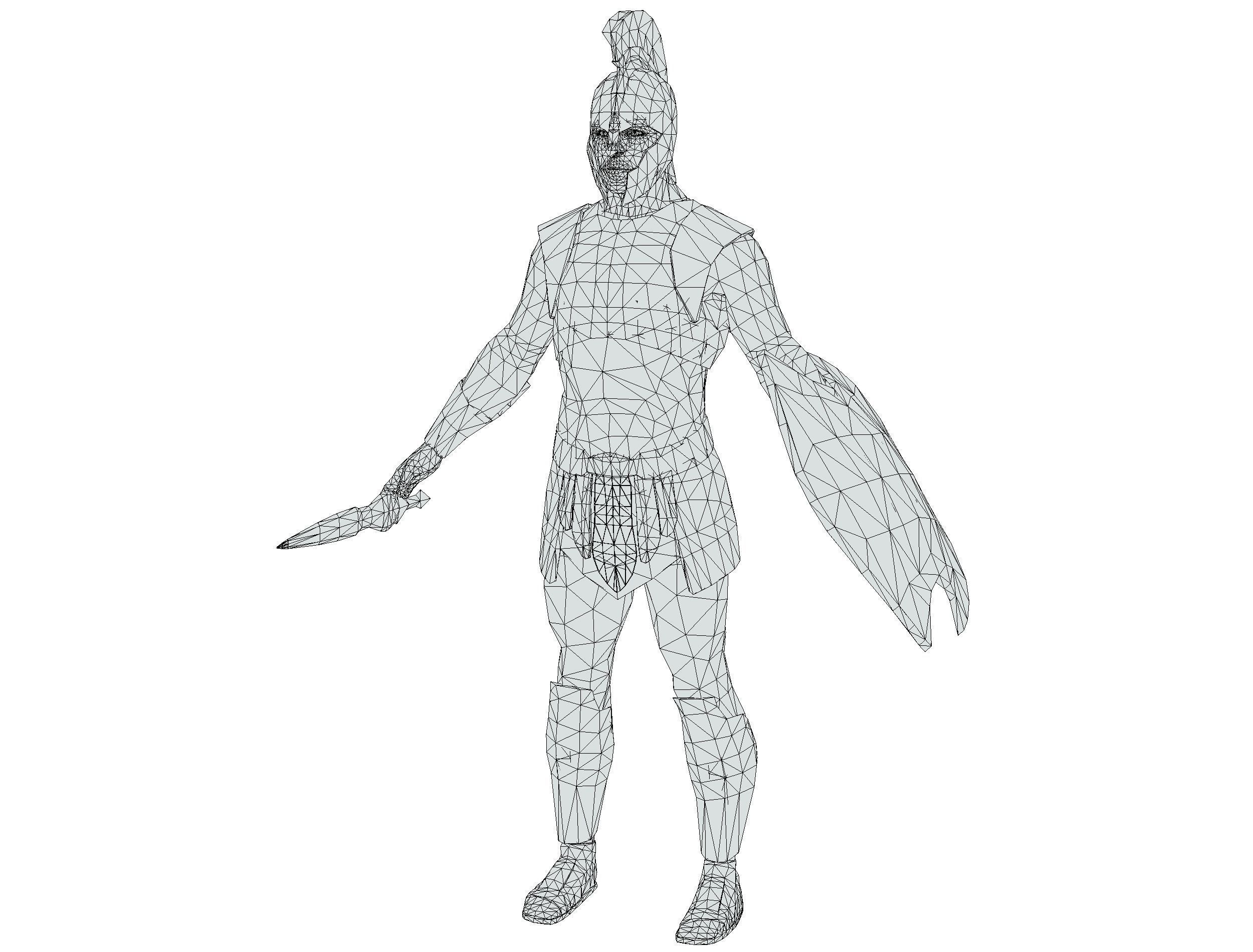 Riged Skined Greek Ancient Warrior Armor Helmet Low-poly 3D model_40