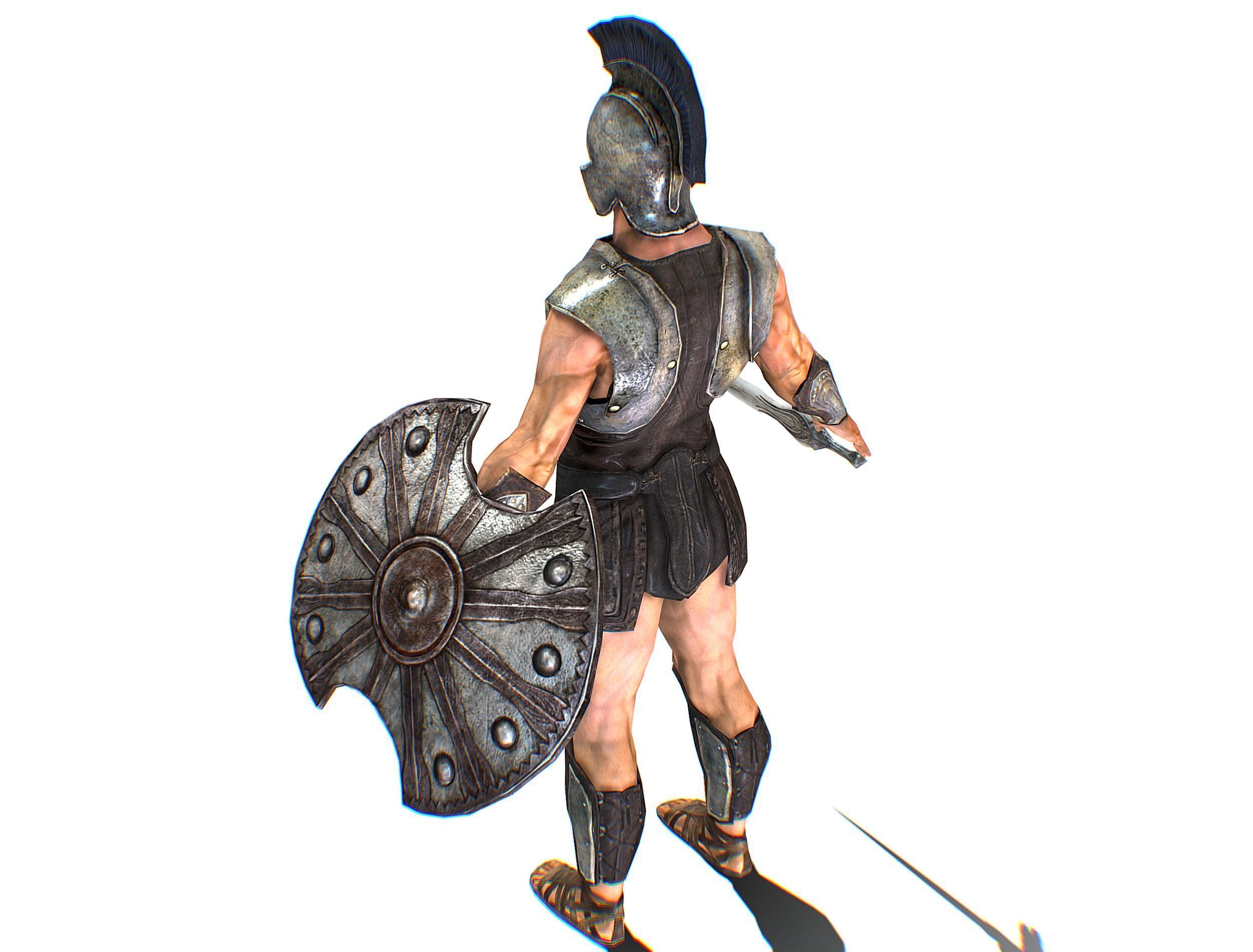 Riged Skined Greek Ancient Warrior Armor Helmet Low-poly 3D model_28