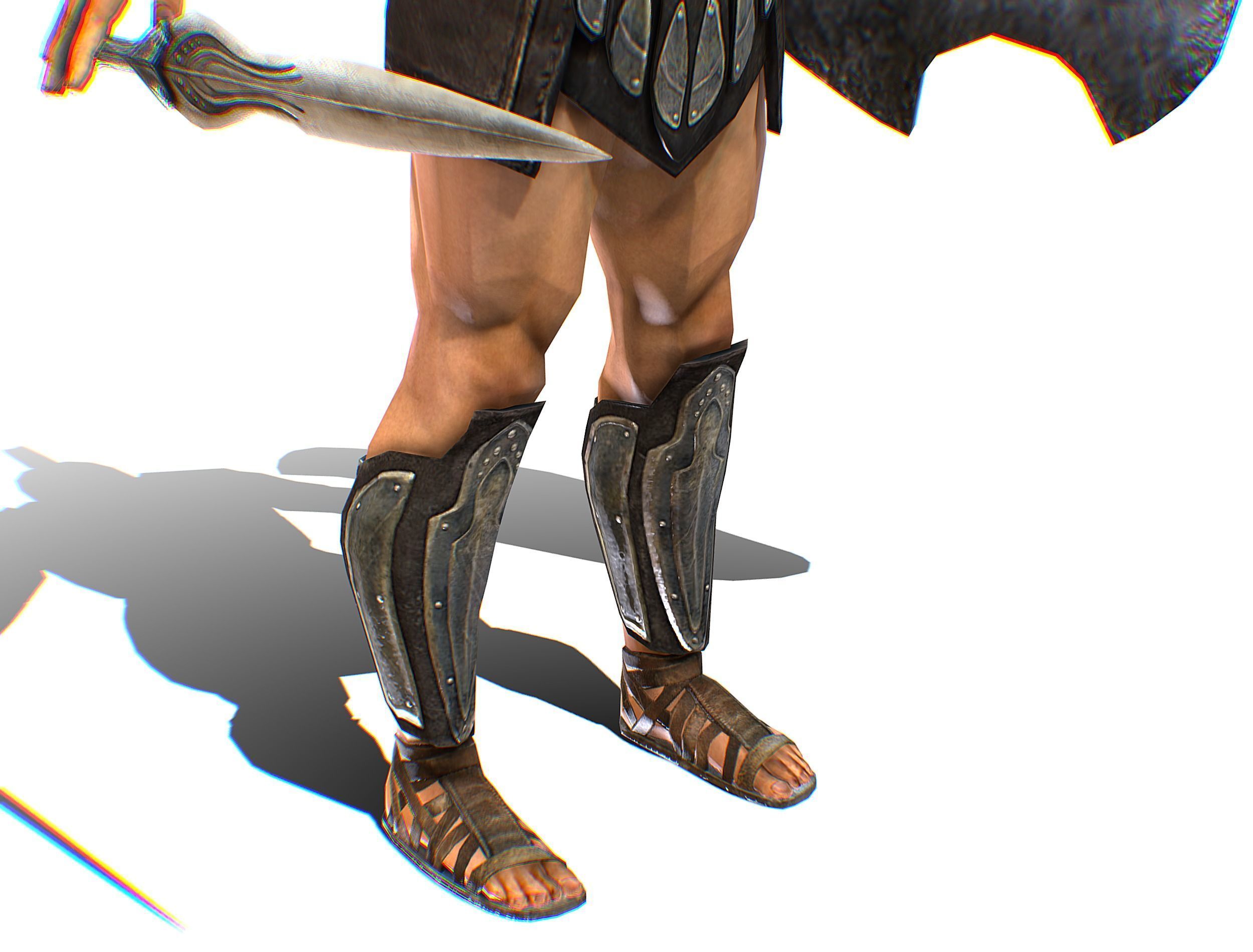 Riged Skined Greek Ancient Warrior Armor Helmet Low-poly 3D model_36