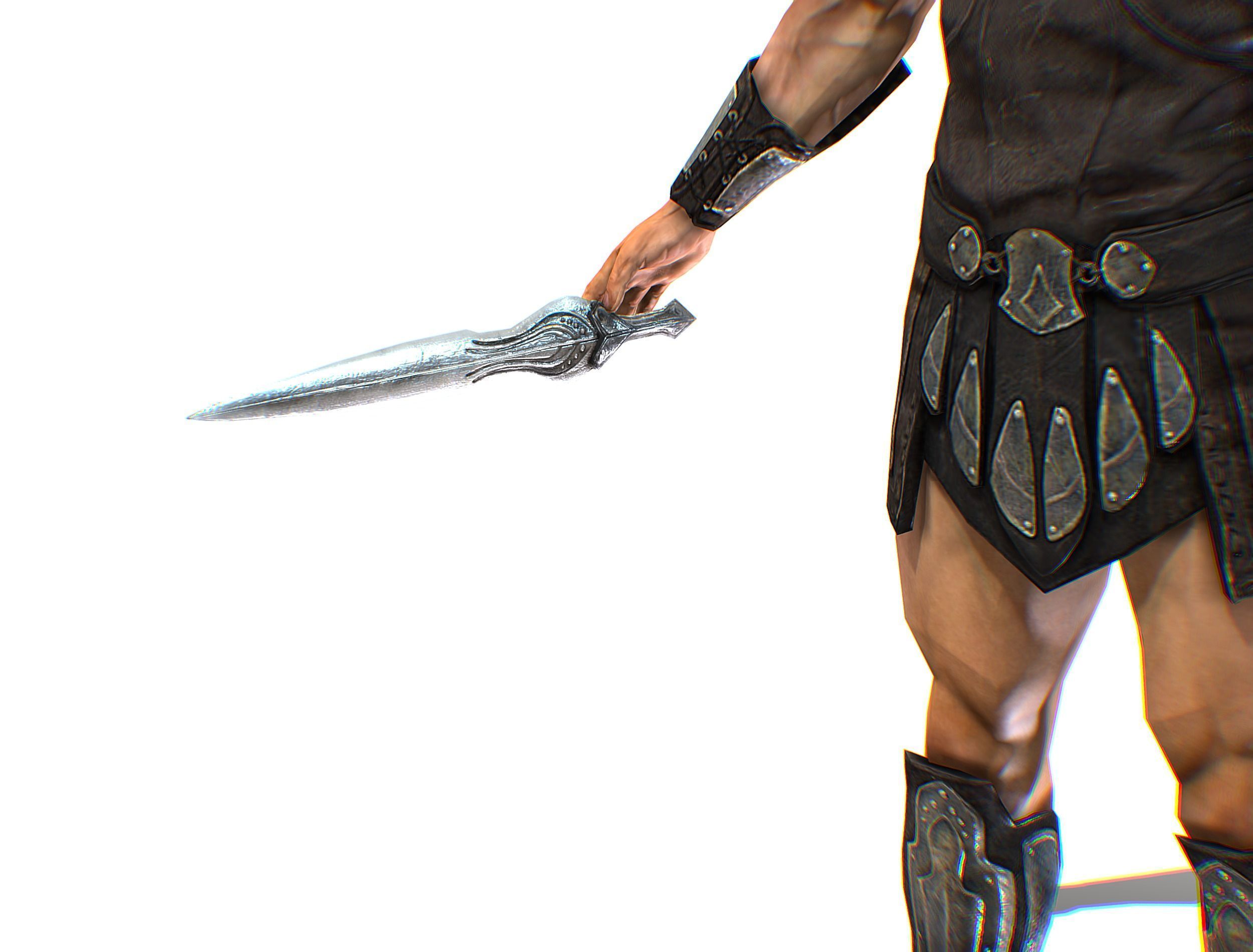 Riged Skined Greek Ancient Warrior Armor Helmet Low-poly 3D model_32