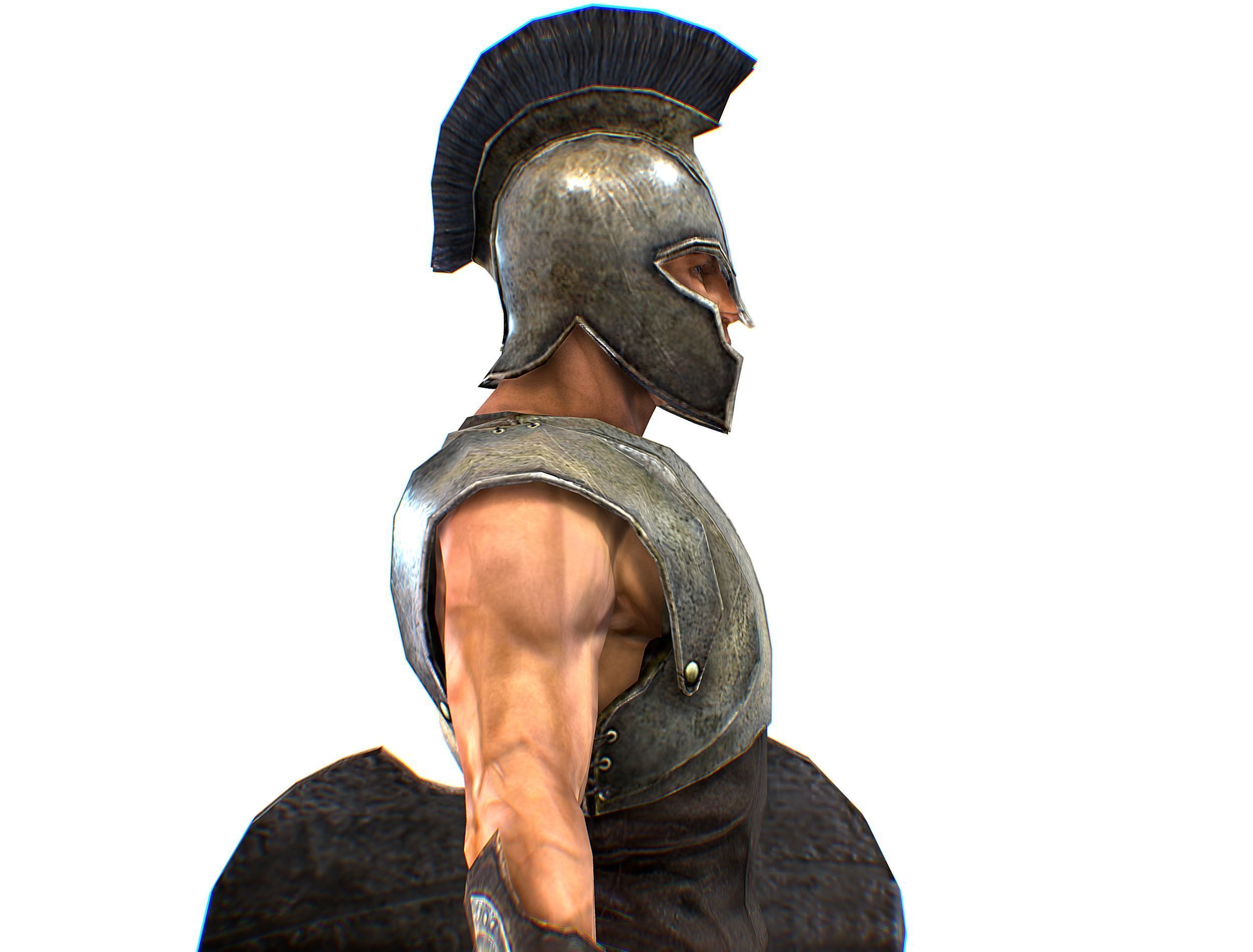 Riged Skined Greek Ancient Warrior Armor Helmet Low-poly 3D model_19