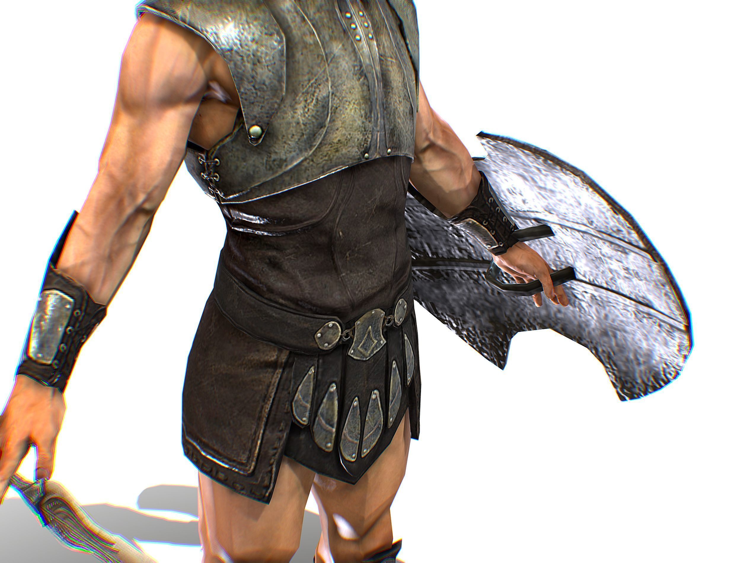 Riged Skined Greek Ancient Warrior Armor Helmet Low-poly 3D model_34