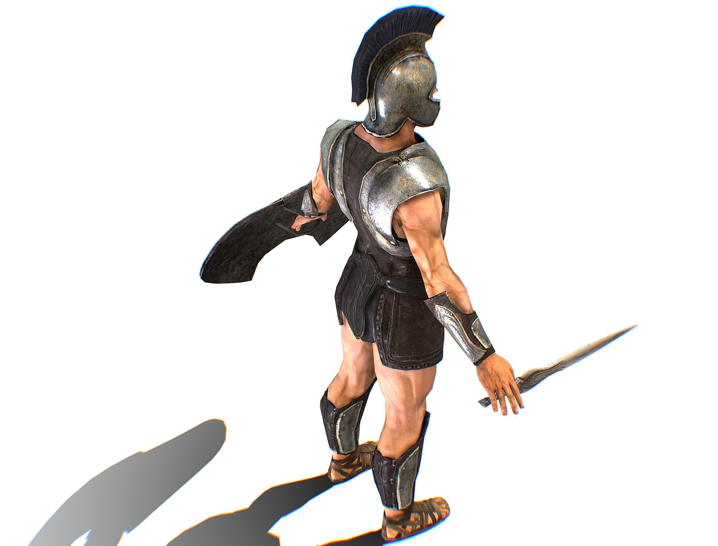Riged Skined Greek Ancient Warrior Armor Helmet Low-poly 3D model_27
