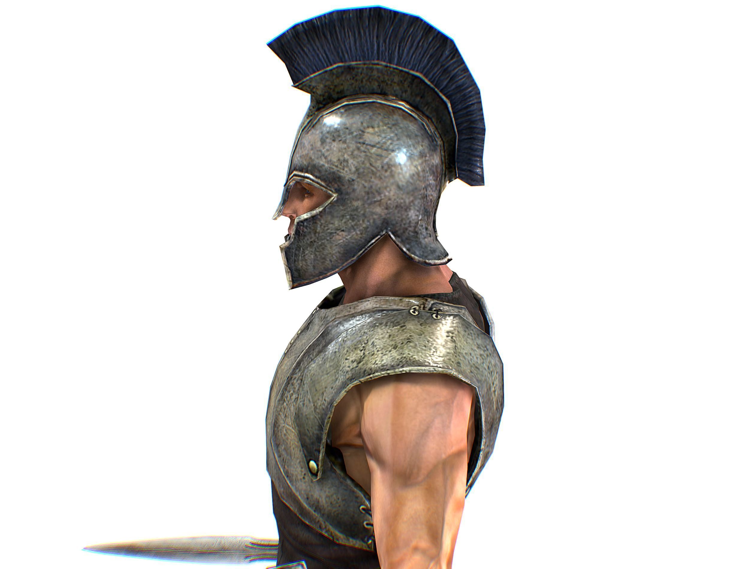 Riged Skined Greek Ancient Warrior Armor Helmet Low-poly 3D model_22