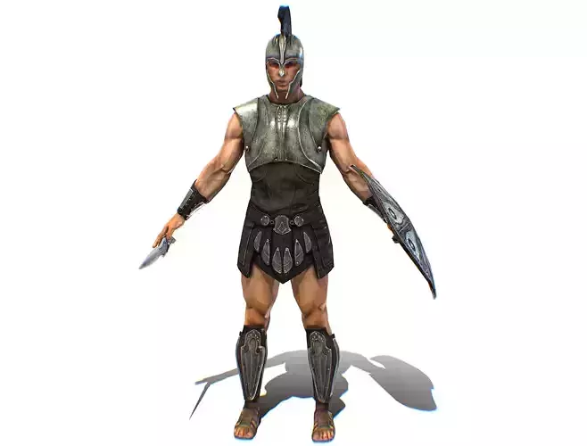 Riged Skined Greek Ancient Warrior Armor Helmet Low-poly 3D model