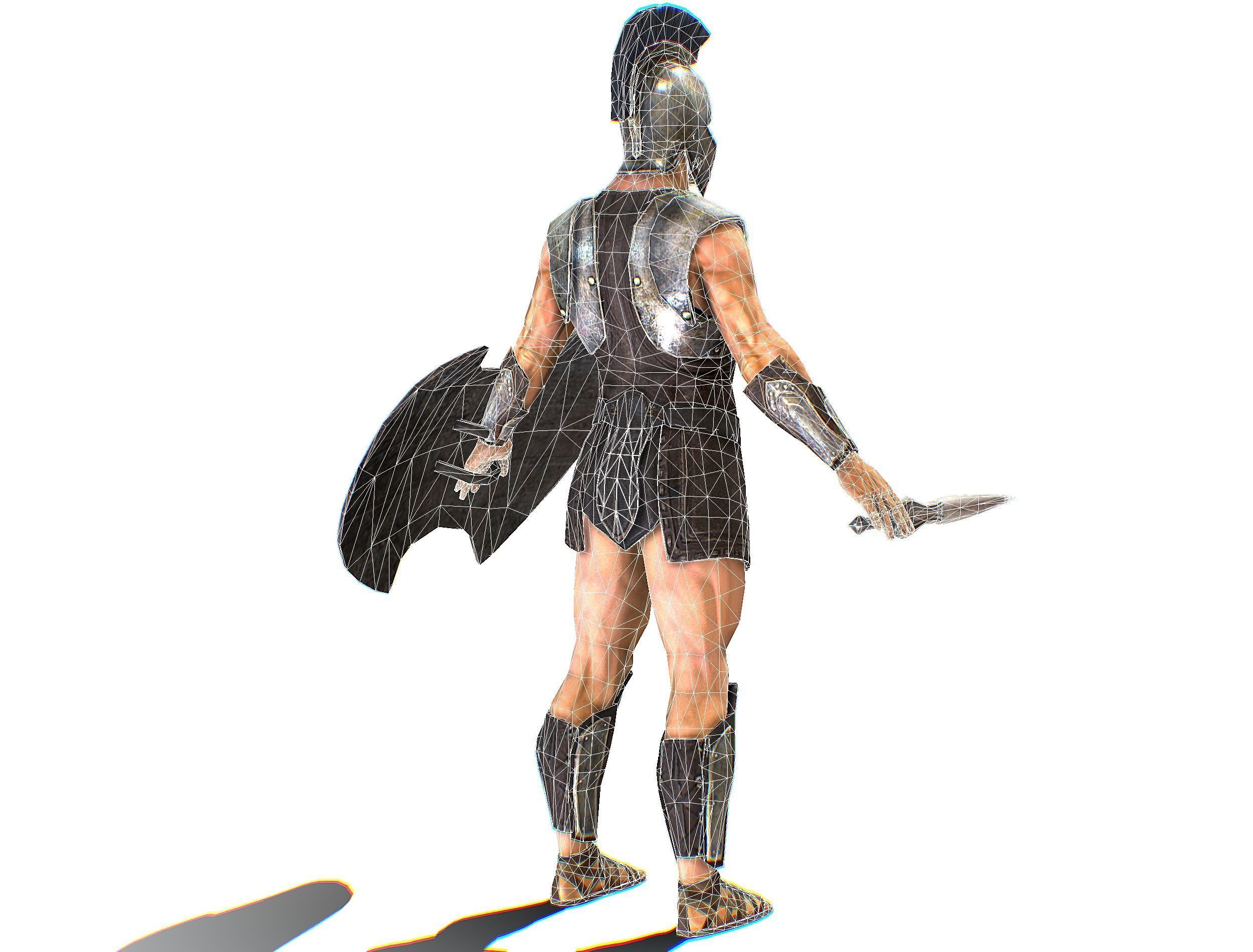 Riged Skined Greek Ancient Warrior Armor Helmet Low-poly 3D model_41