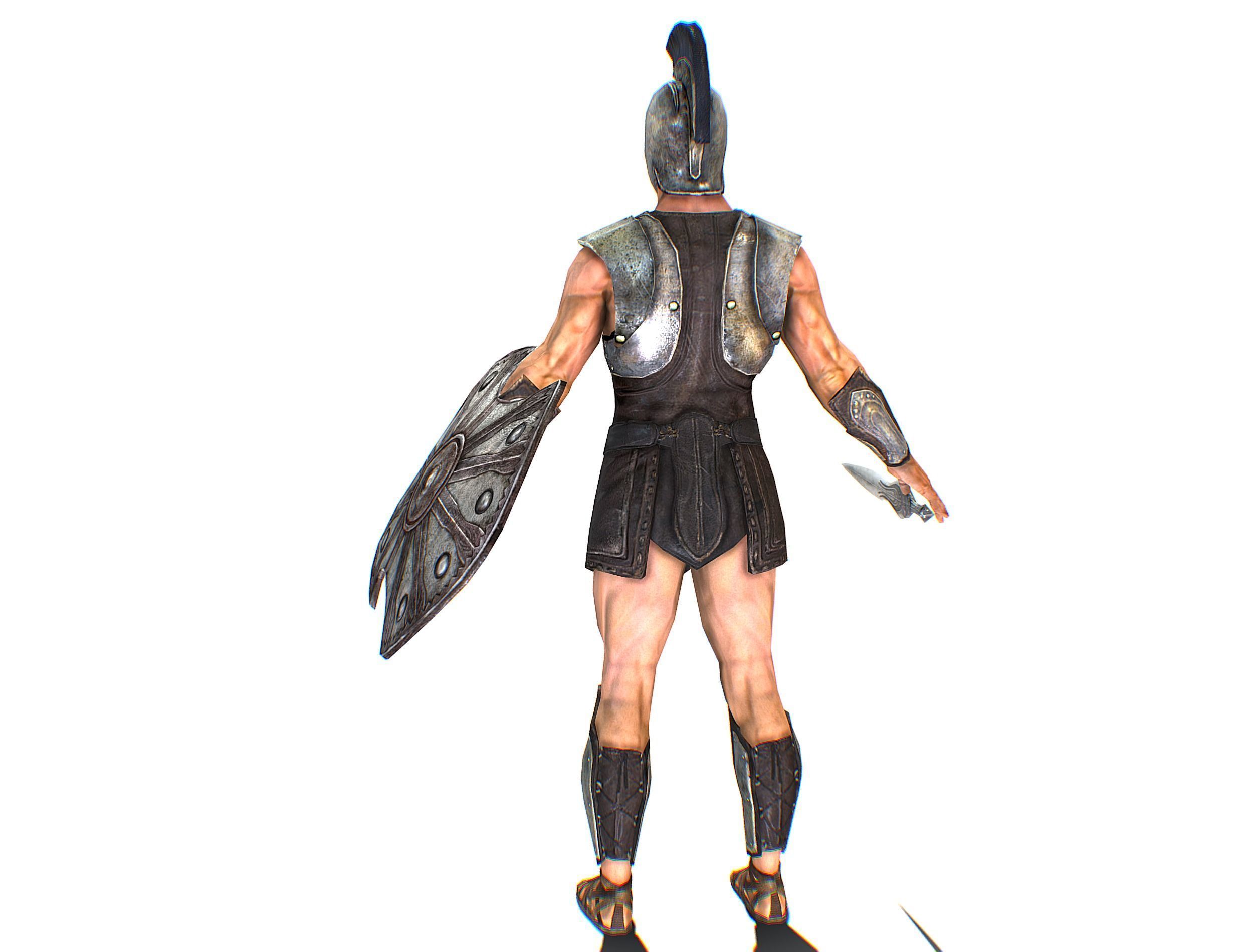 Riged Skined Greek Ancient Warrior Armor Helmet Low-poly 3D model_10