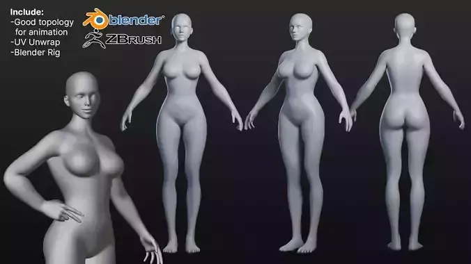 Female Basemesh Rigged Blender