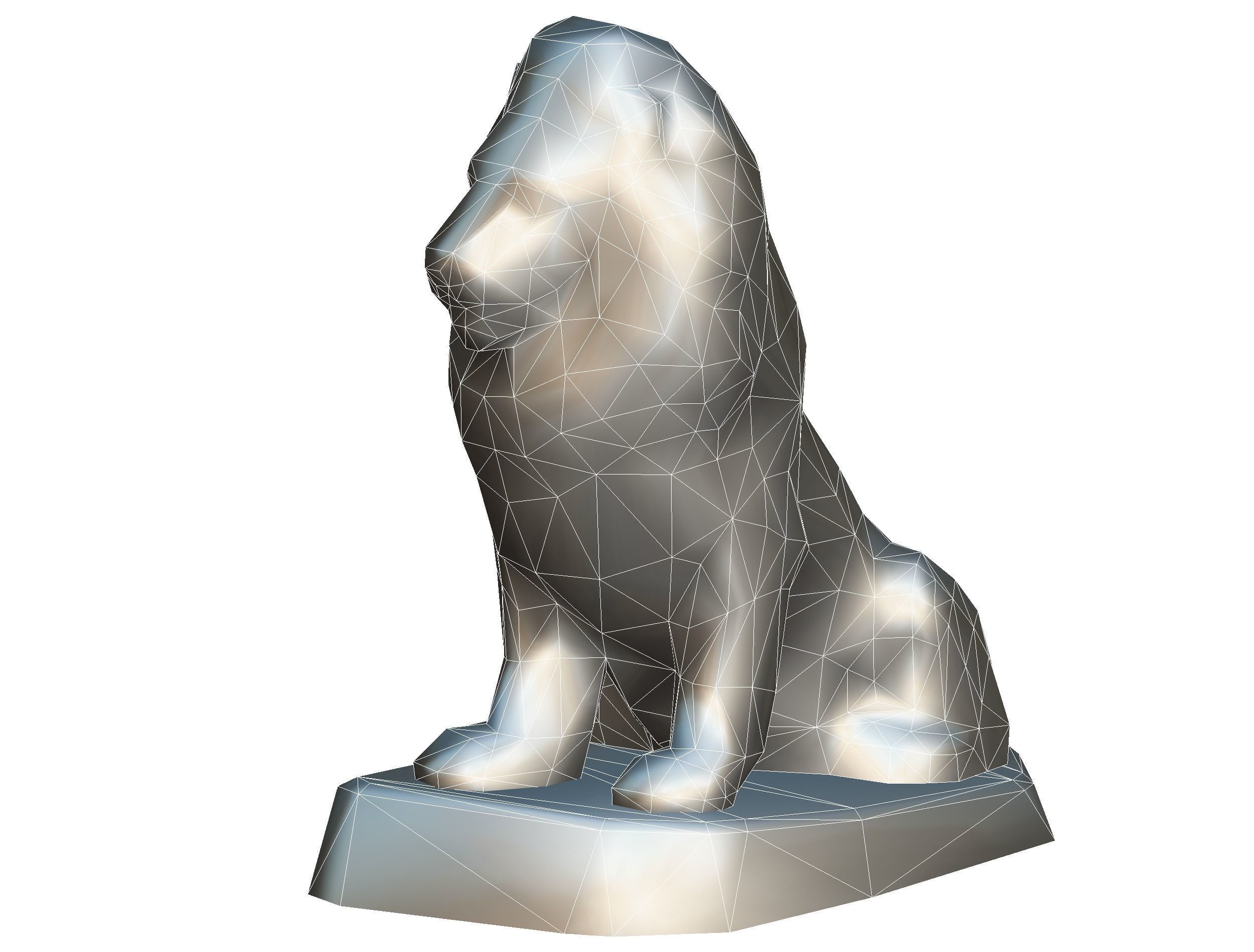 Low Poly 3d Statue Lion Dark Metal Cast Iron Low-poly 3D model_28